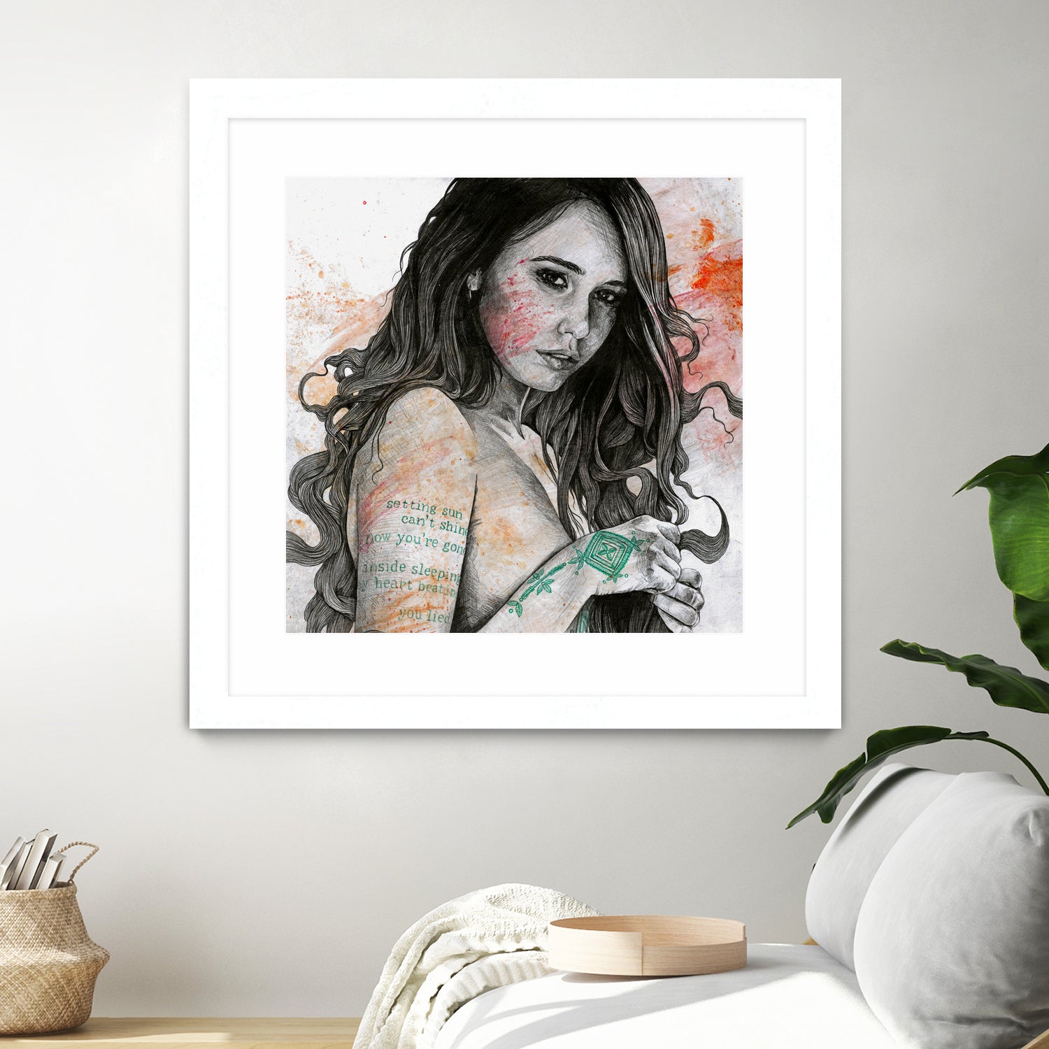 You Lied (nude girl with mandala tattoos) by Marco Paludet on GIANT ART - orange mixed media