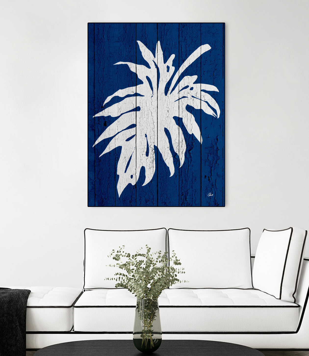 Blue Nature Dark Blue Palm5 by Catia Keck on GIANT ART - blue photo manipulation