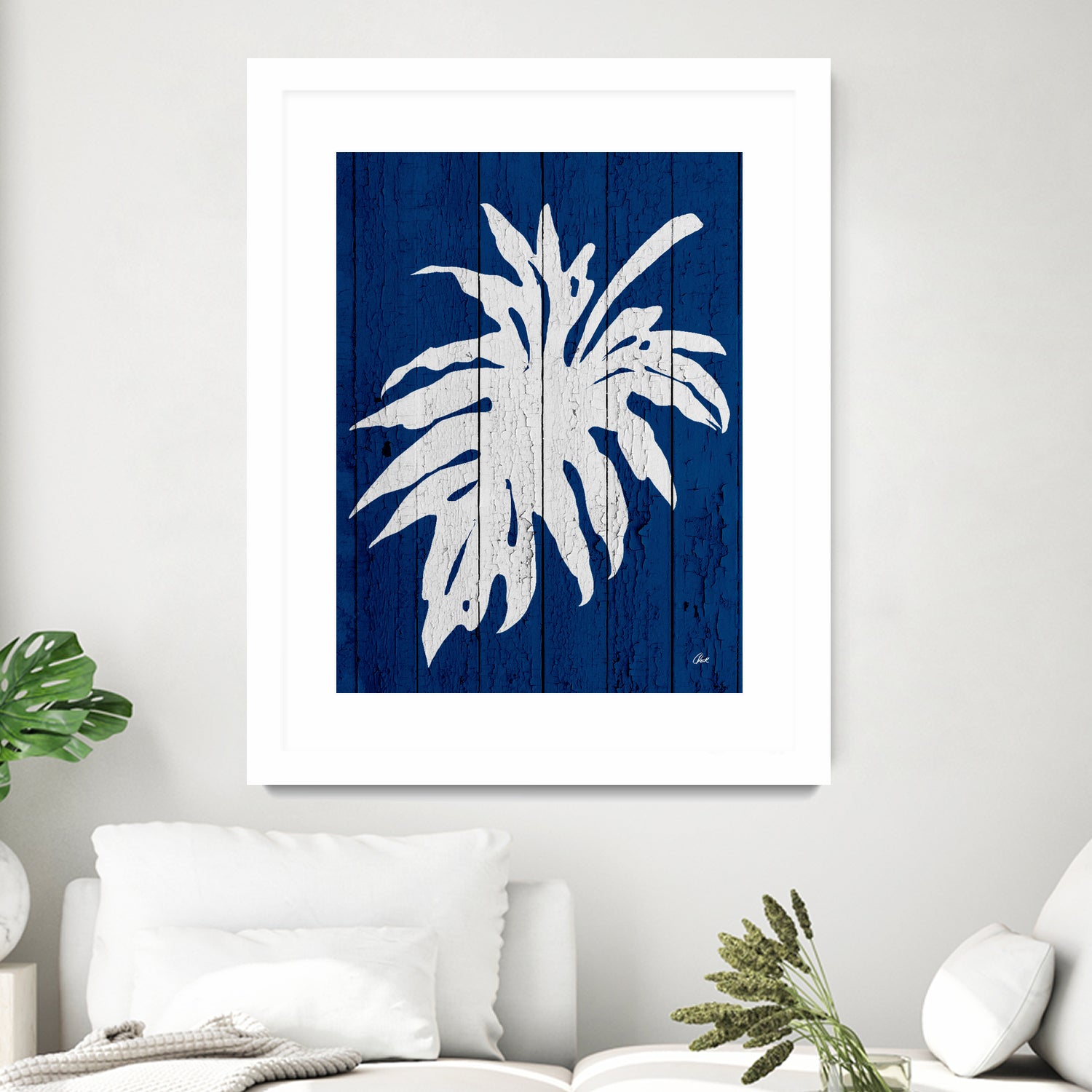 Blue Nature Dark Blue Palm5 by Catia Keck on GIANT ART - blue photo manipulation