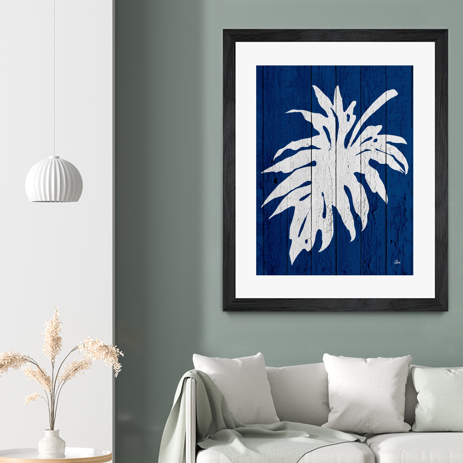 Blue Nature Dark Blue Palm5 by Catia Keck on GIANT ART - blue photo manipulation