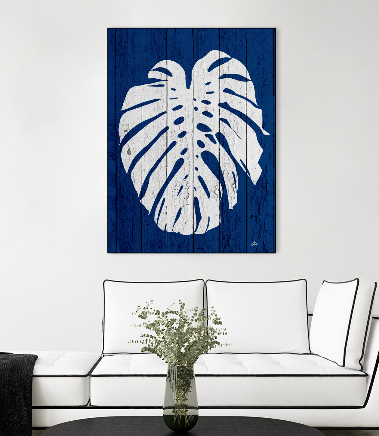 Blue Nature Dark Blue Palm2 by Catia Keck on GIANT ART - blue mixed media