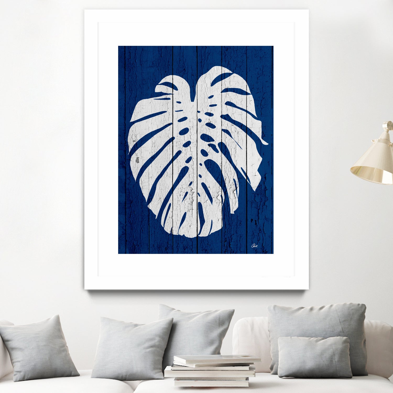 Blue Nature Dark Blue Palm2 by Catia Keck on GIANT ART - blue mixed media