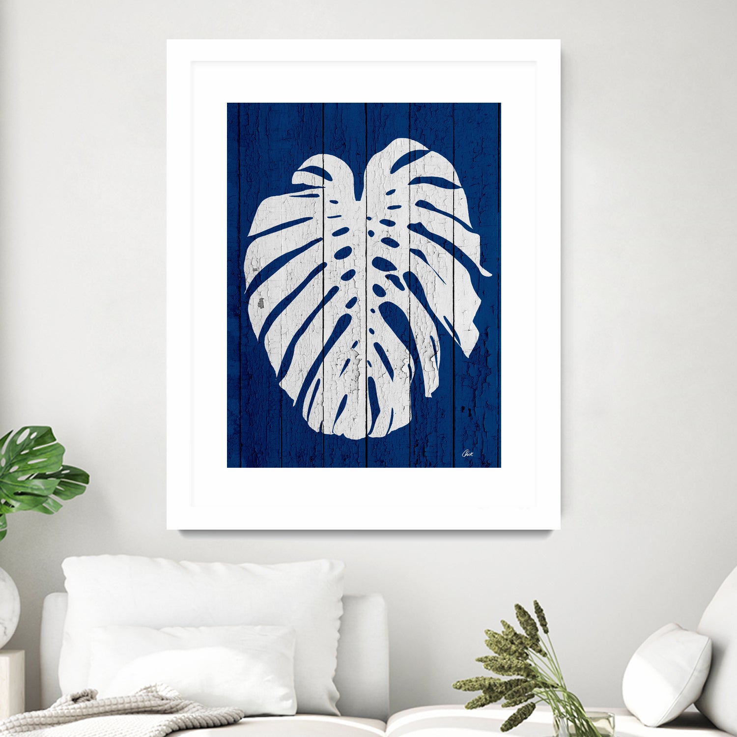 Blue Nature Dark Blue Palm2 by Catia Keck on GIANT ART - blue mixed media