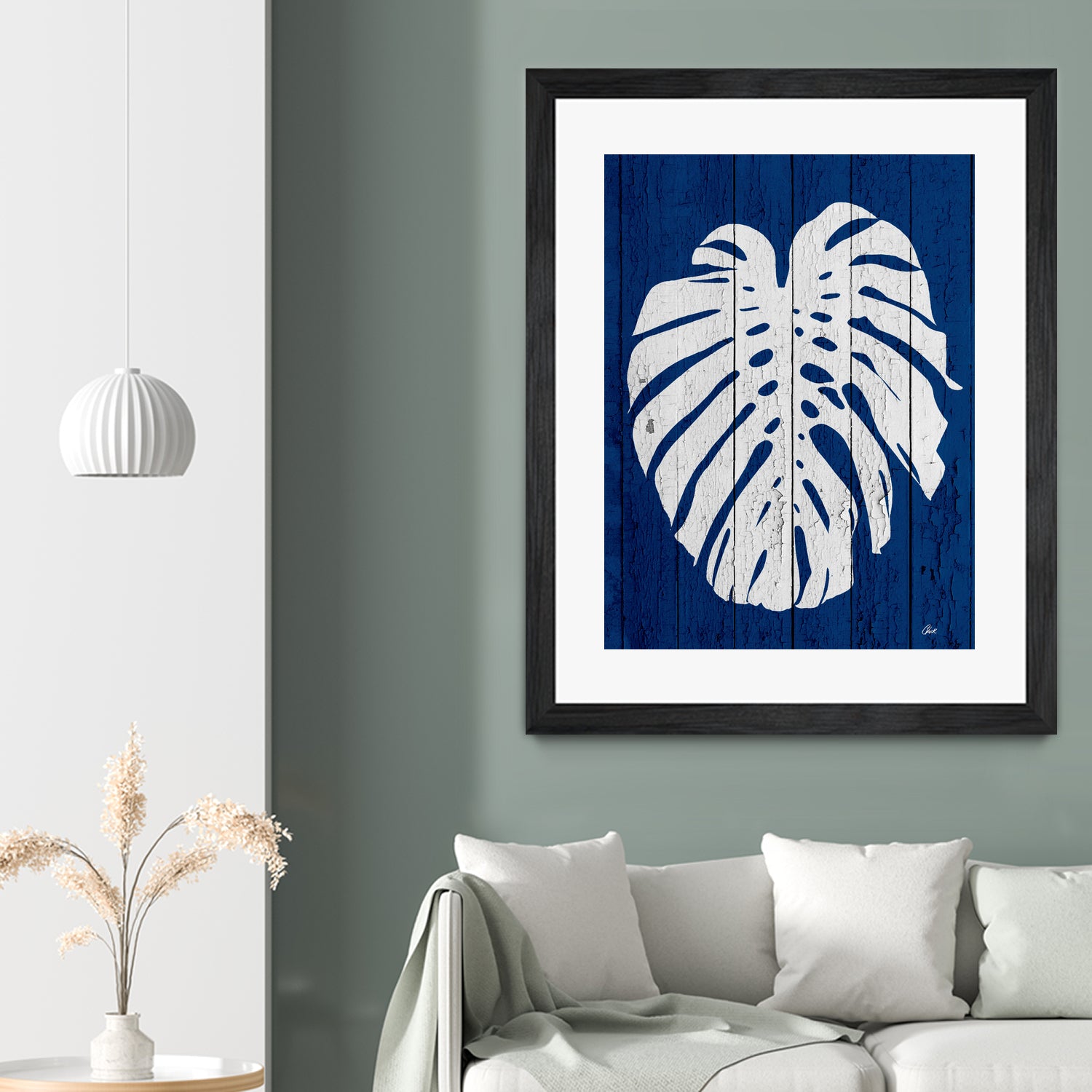 Blue Nature Dark Blue Palm2 by Catia Keck on GIANT ART - blue mixed media