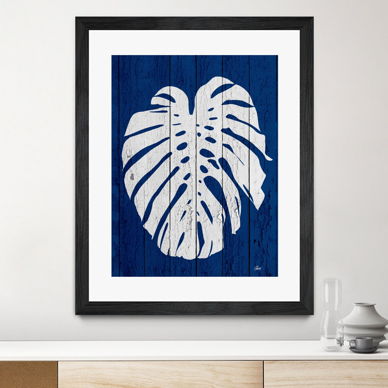 Blue Nature Dark Blue Palm2 by Catia Keck on GIANT ART - blue mixed media