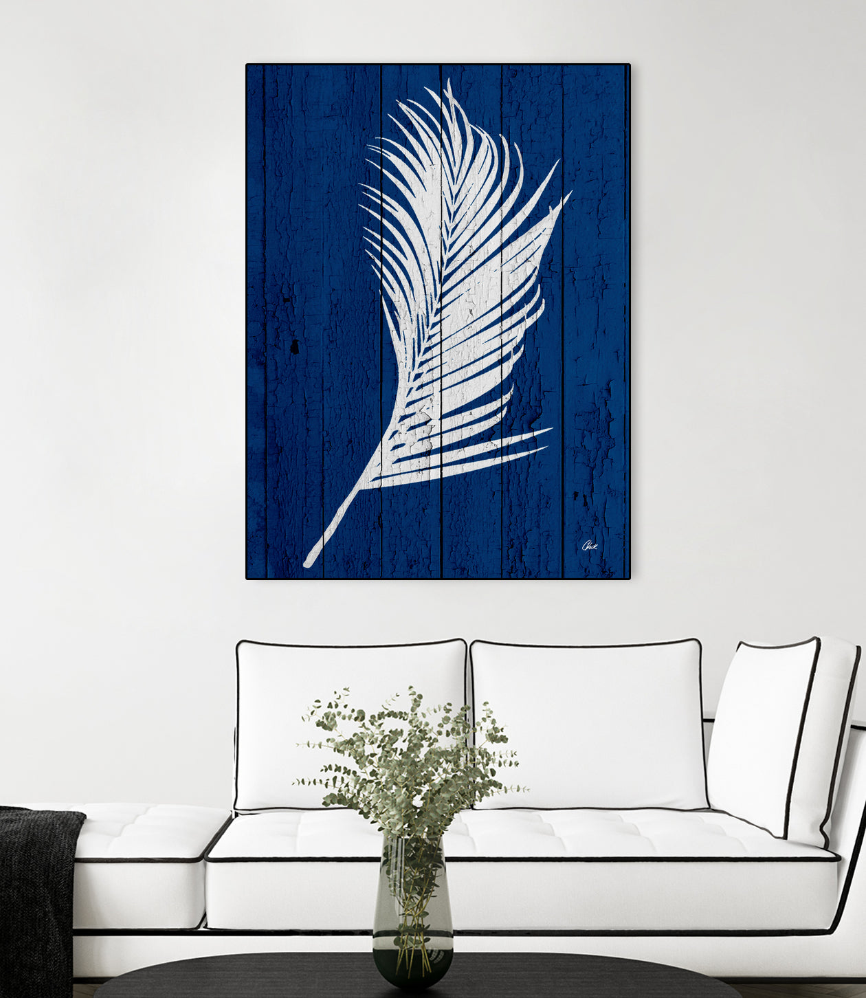 Blue Nature Dark Blue Palm4 by Catia Keck on GIANT ART - blue mixed media