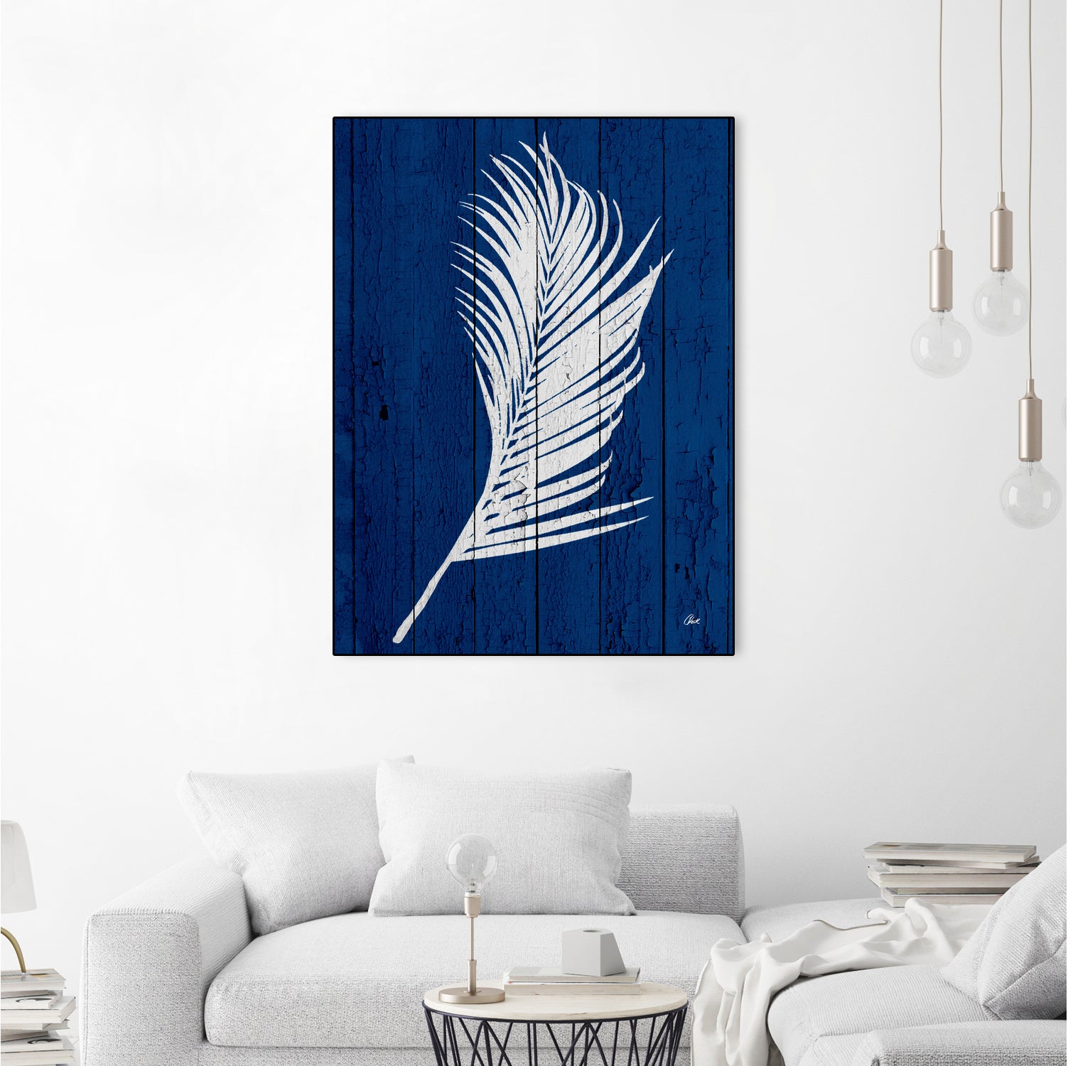 Blue Nature Dark Blue Palm4 by Catia Keck on GIANT ART - blue mixed media