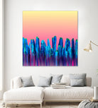 Candy Sunset Blue Cactus Glitch by Brigitte Carre on GIANT ART - blue digital painting