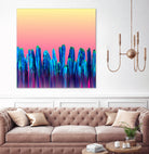 Candy Sunset Blue Cactus Glitch by Brigitte Carre on GIANT ART - blue digital painting