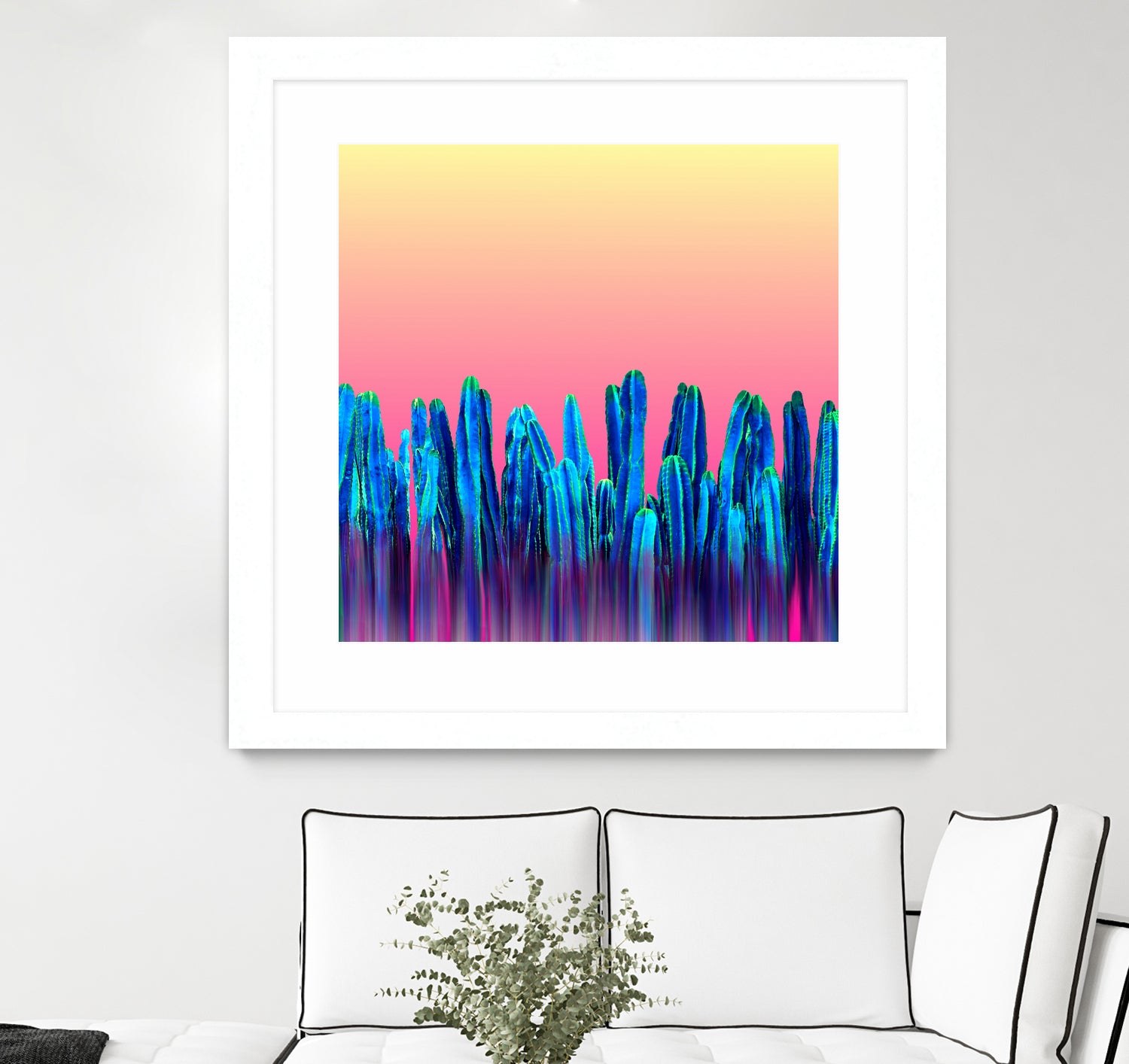 Candy Sunset Blue Cactus Glitch by Brigitte Carre on GIANT ART - blue digital painting