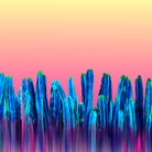 Candy Sunset Blue Cactus Glitch by Brigitte Carre on GIANT ART - blue digital painting