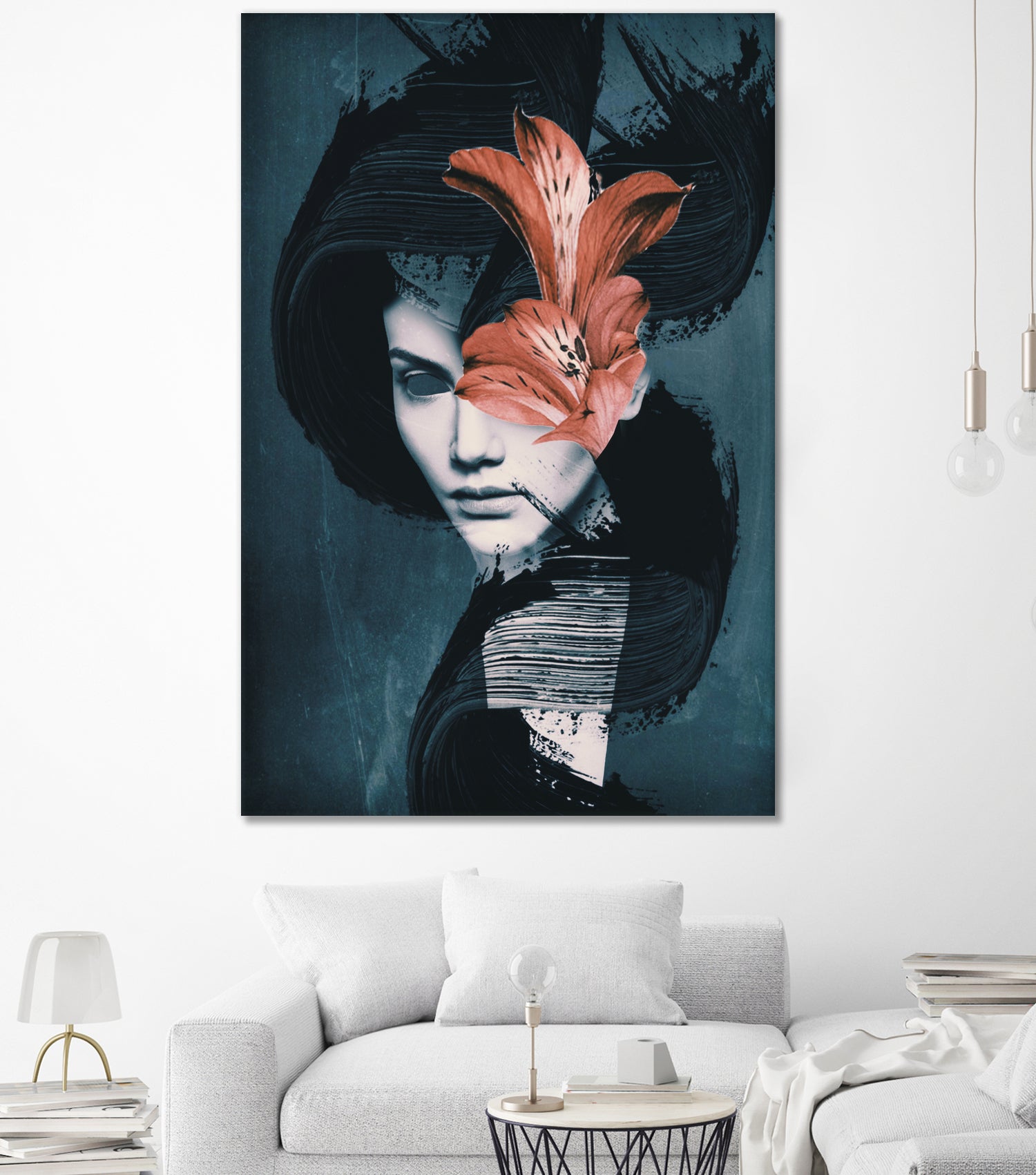 Red Flowers/Lady Portrait by dada22 . on GIANT ART - black photo illustration