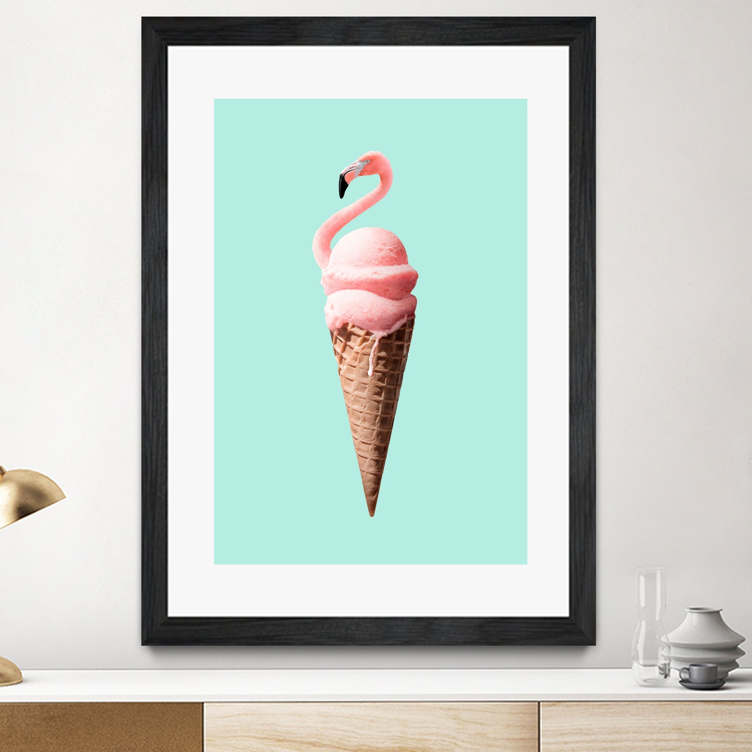 FLAMINGO CONE by Jonas Loose on GIANT ART - pink photo manipulation