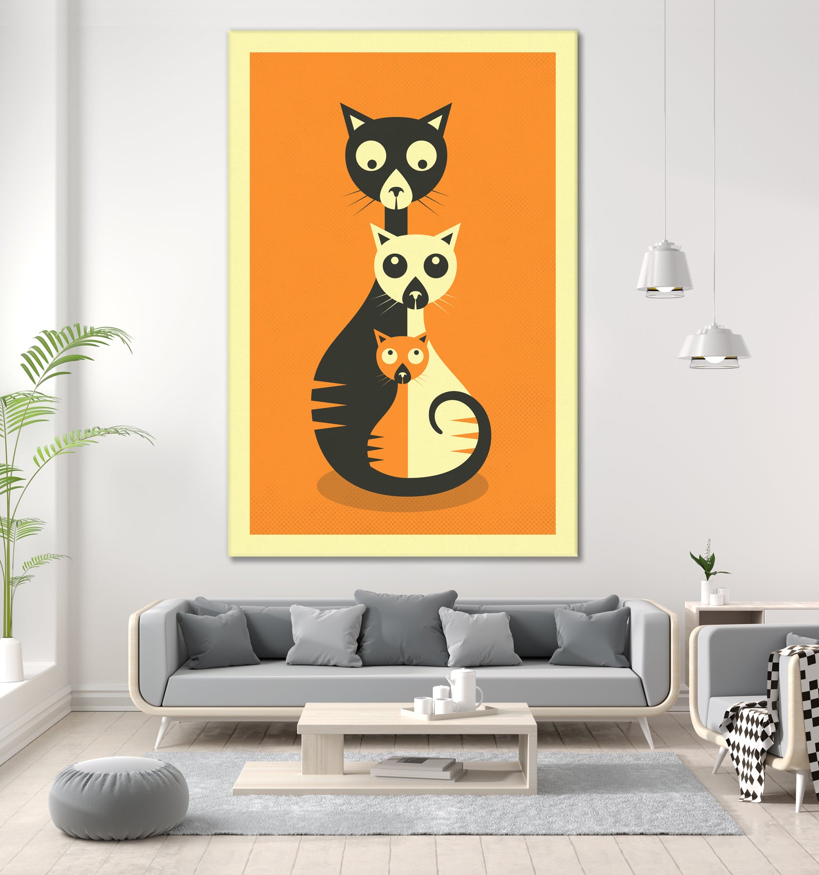 3 Cats by Jazzberry Blue on GIANT ART - orange vector illustration