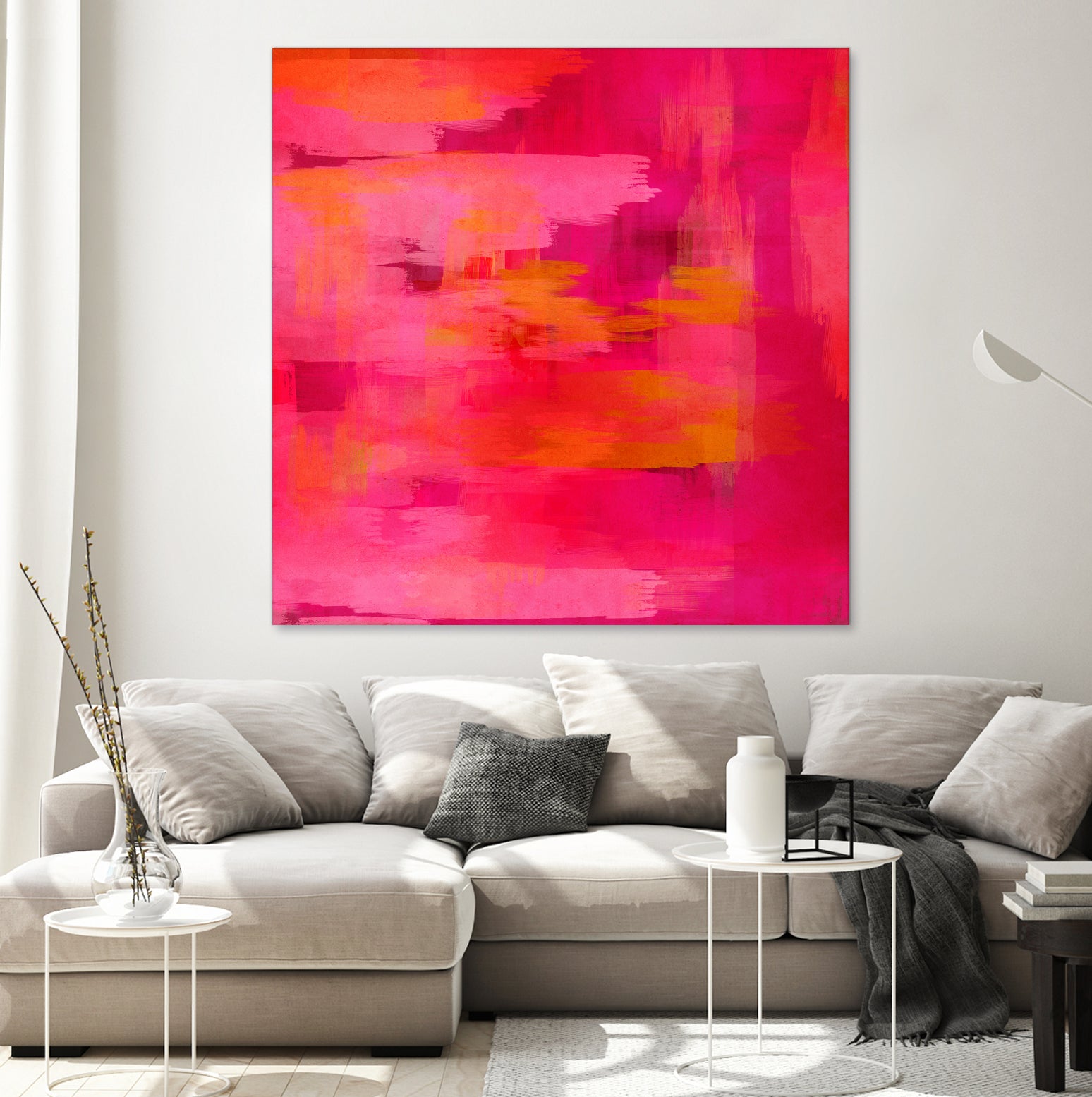 Abstract brushstrokes in pastel pinks and oranges by Mar Cantón on GIANT ART - white digital painting