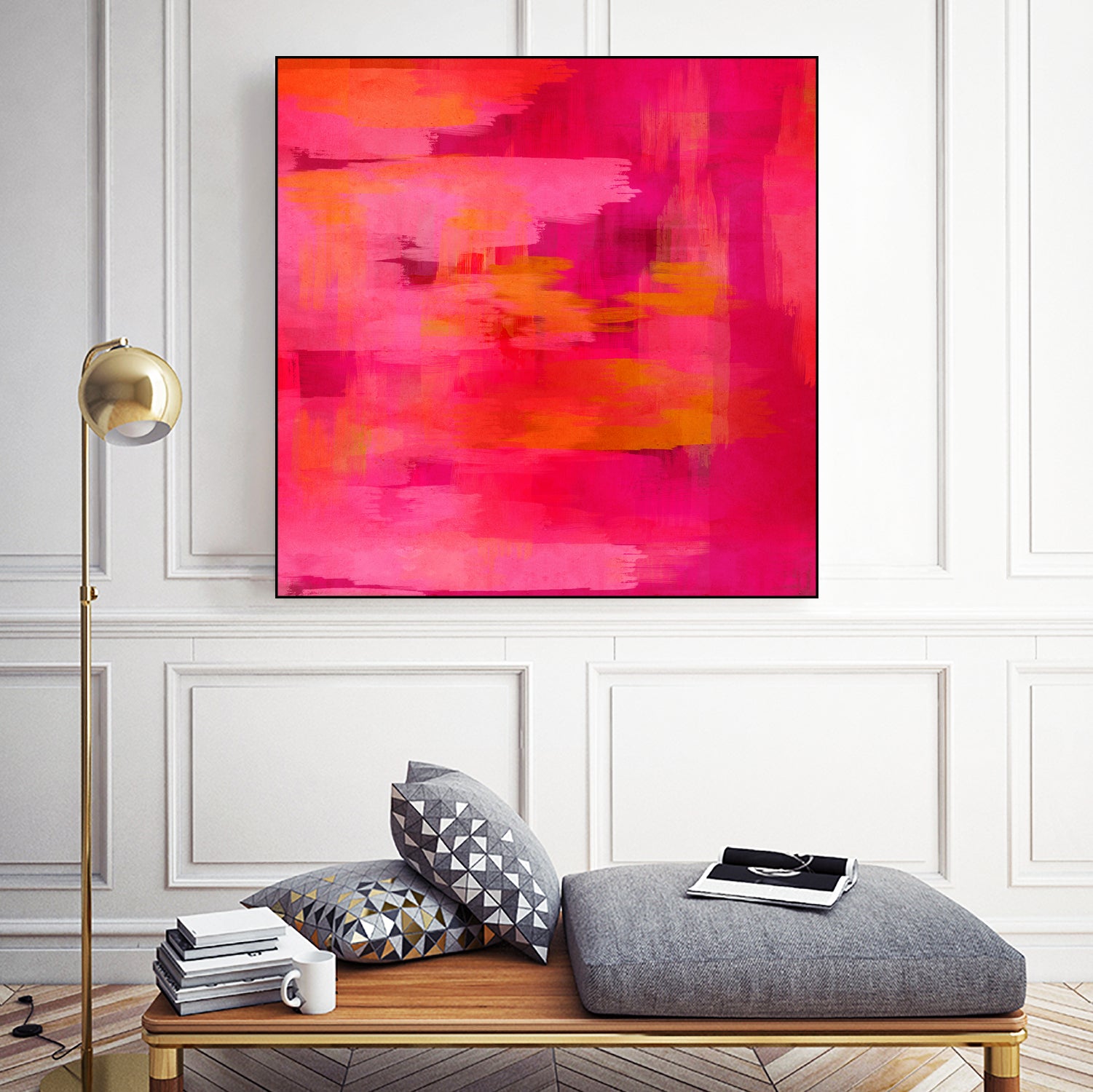 Abstract brushstrokes in pastel pinks and oranges by Mar Cantón on GIANT ART - white digital painting