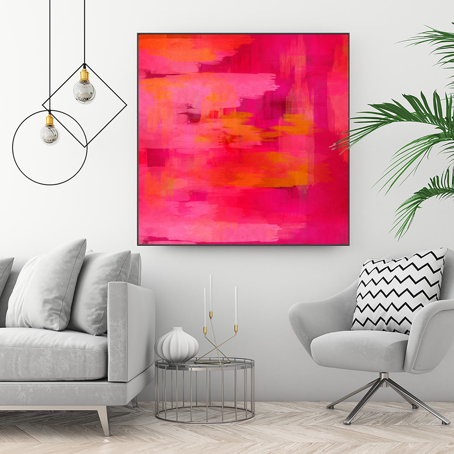 Abstract brushstrokes in pastel pinks and oranges by Mar Cantón on GIANT ART - white digital painting