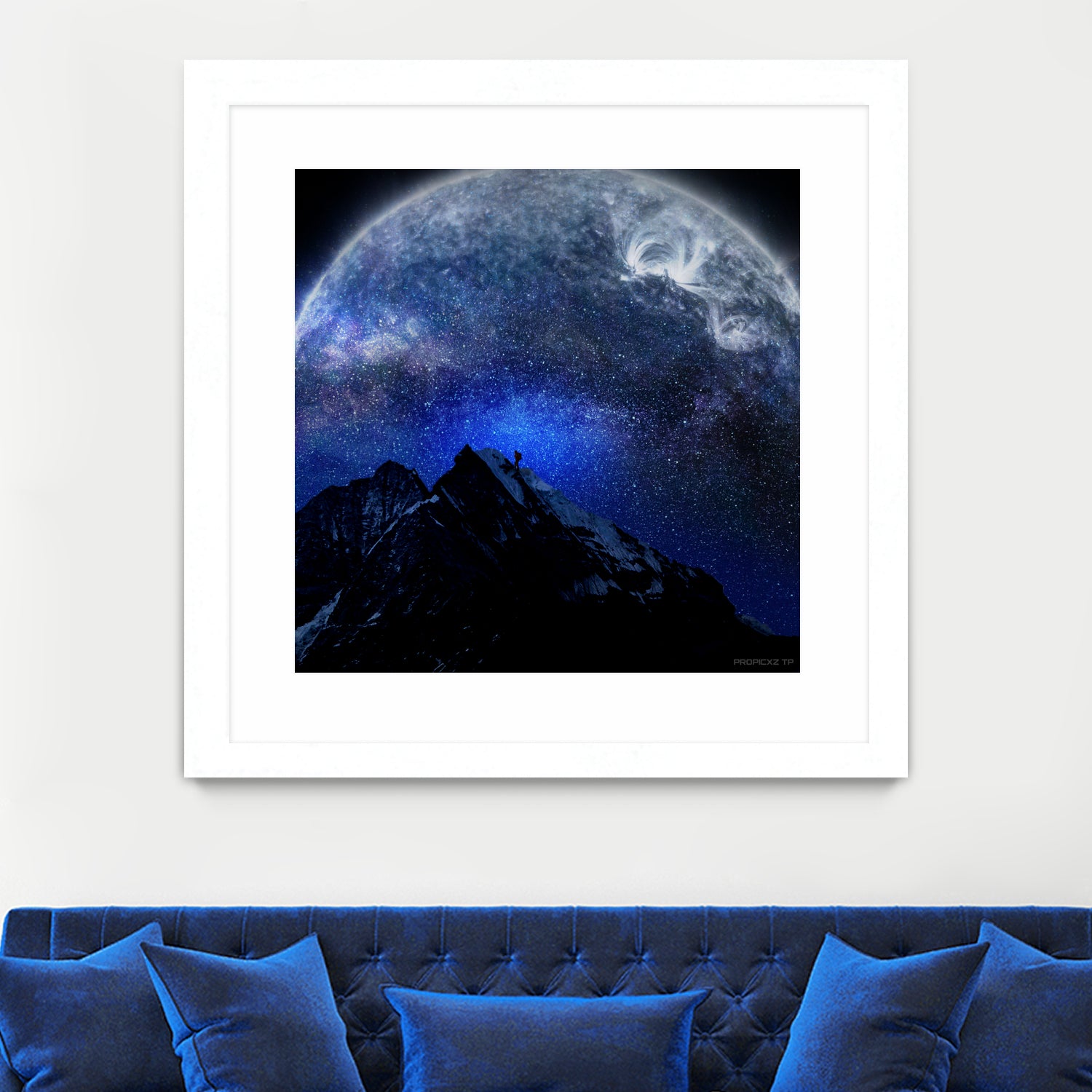 Man Hiking Night Sky A Visual Art by Rushikesh Jadhav on GIANT ART - blue digital drawing