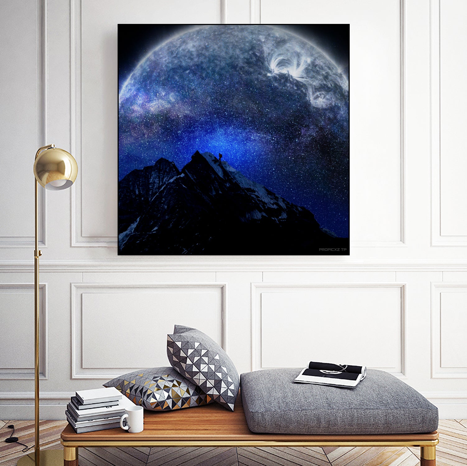 Man Hiking Night Sky A Visual Art by Rushikesh Jadhav on GIANT ART - blue digital drawing