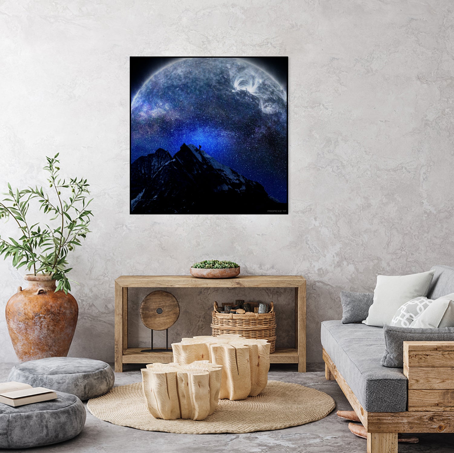 Man Hiking Night Sky A Visual Art by Rushikesh Jadhav on GIANT ART - blue digital drawing