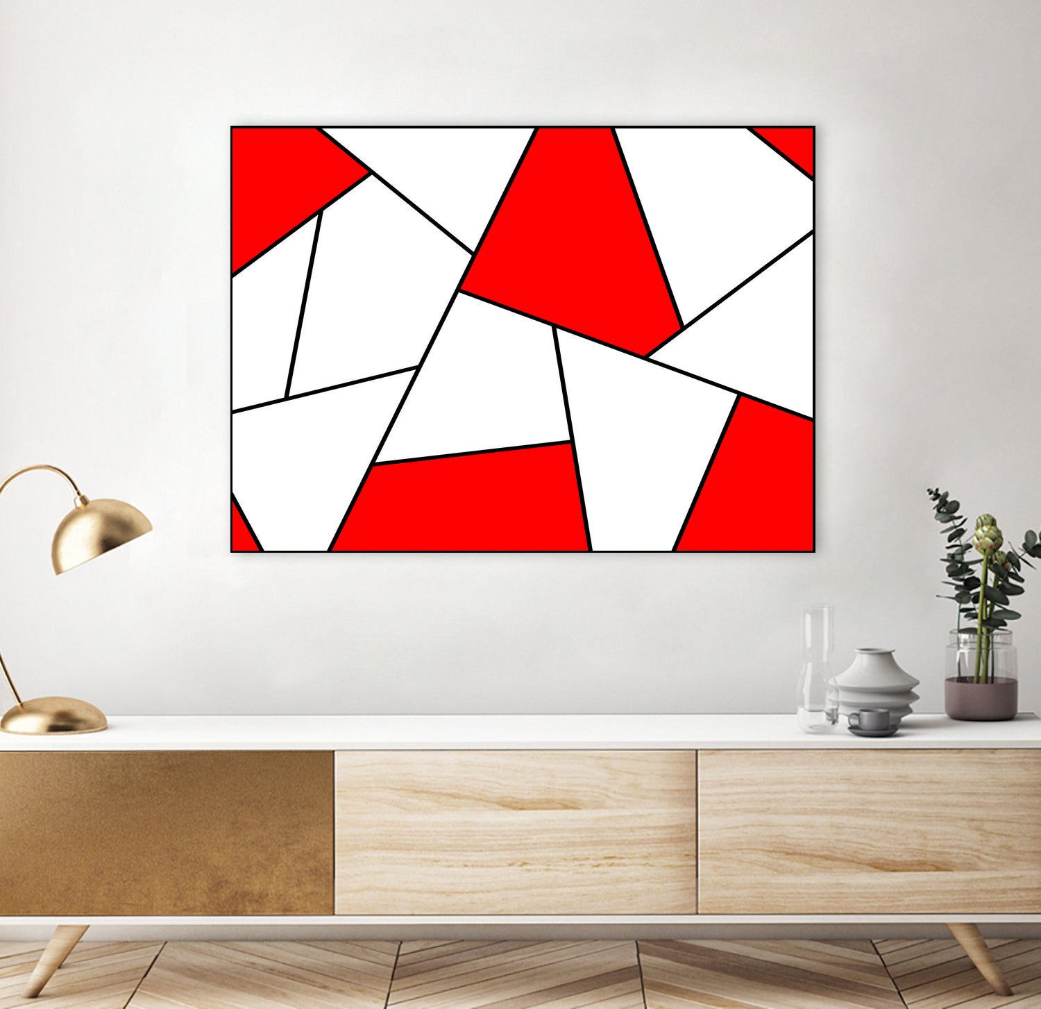 Abstract geometric pattern - red, black and white. by Keren Shiker on GIANT ART - red digital painting