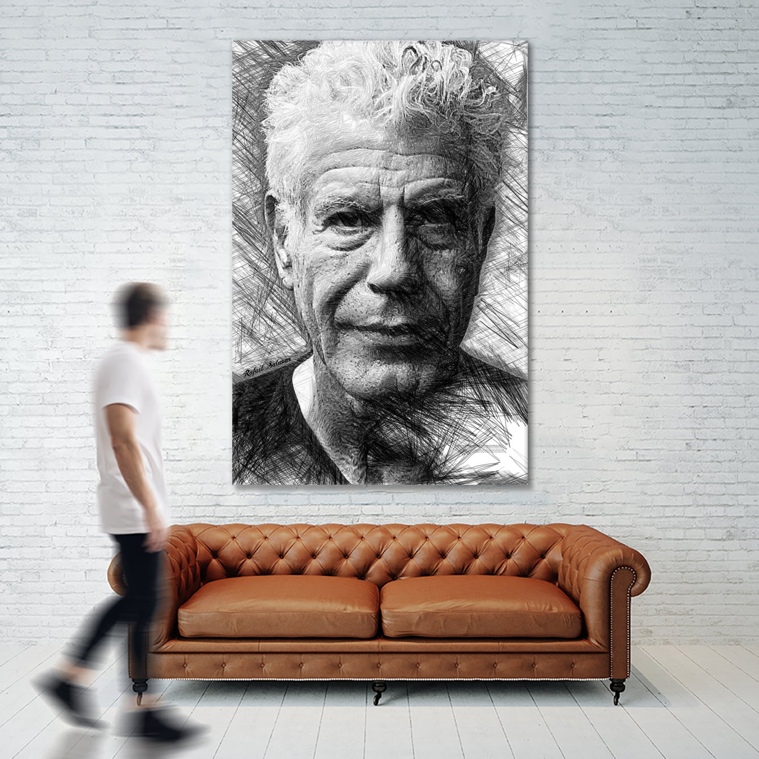 Anthony Bourdain by Rafael Salazar on GIANT ART - black mixed media