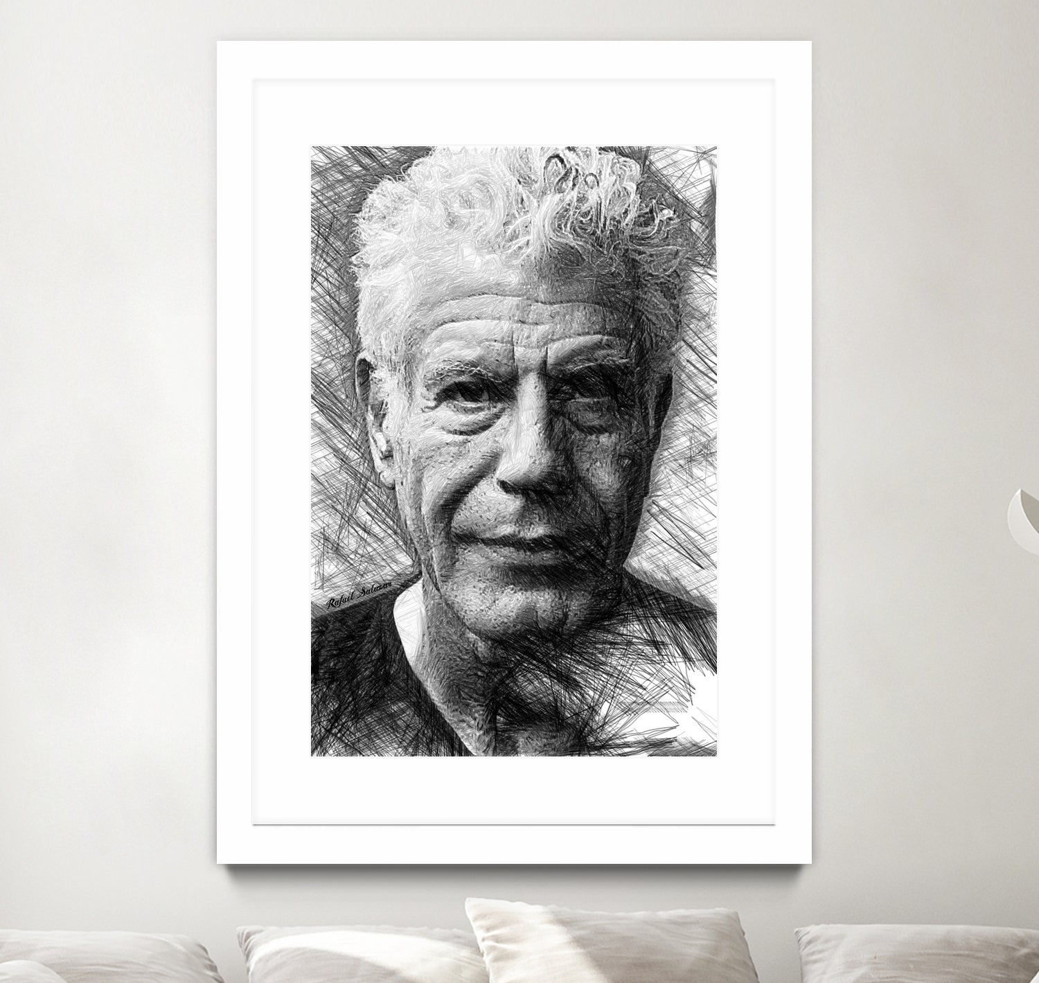 Anthony Bourdain by Rafael Salazar on GIANT ART - black mixed media