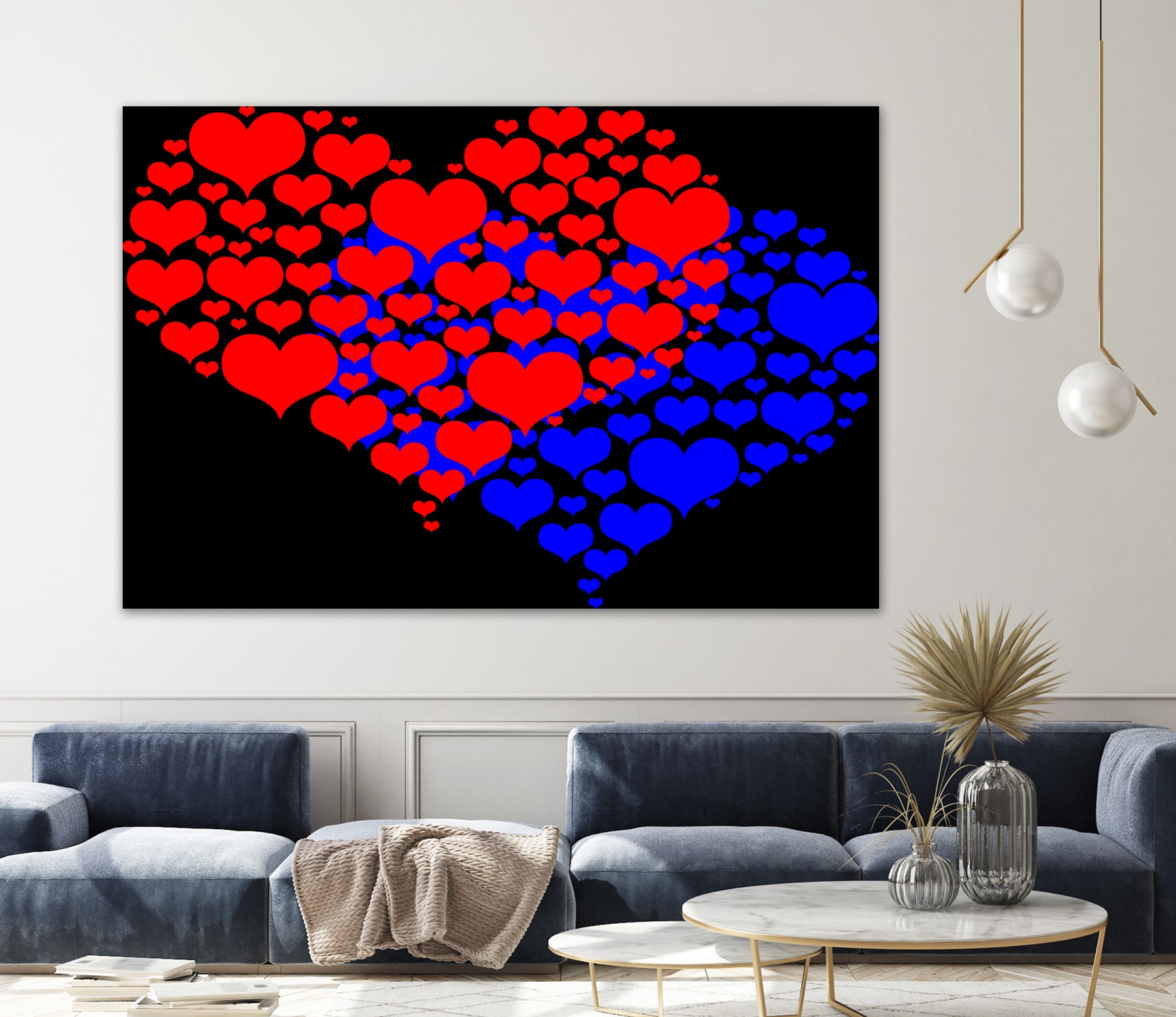 Two hearts blue and red by Daniel Danco on GIANT ART - red vector illustration