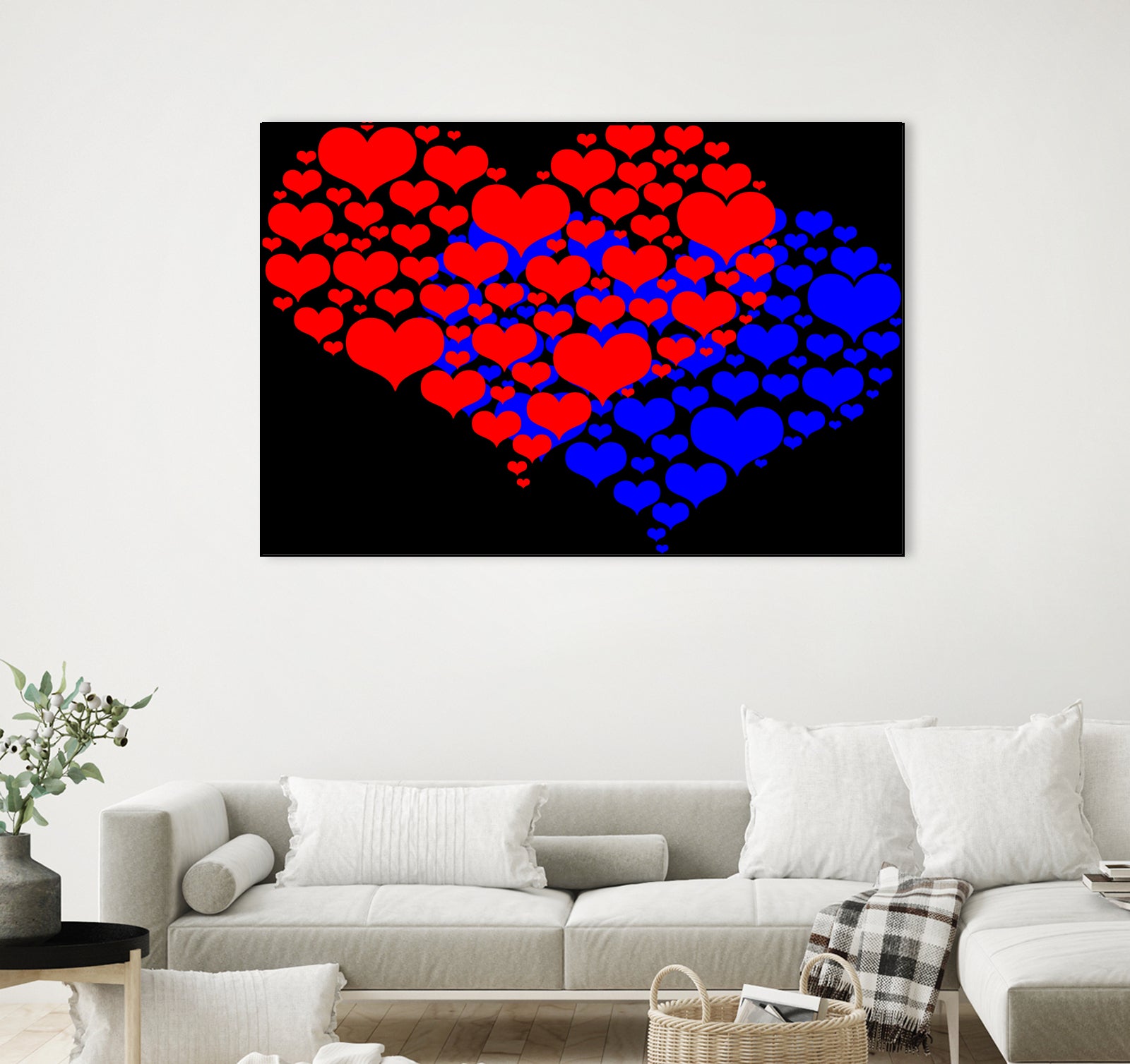 Two hearts blue and red by Daniel Danco on GIANT ART - red vector illustration