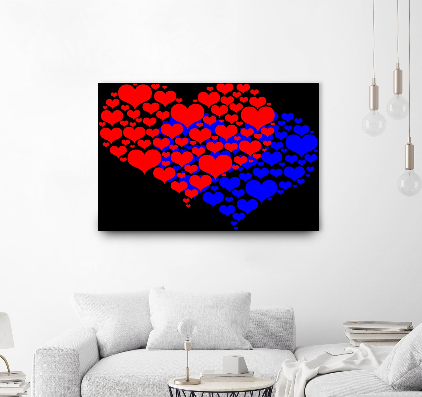 Two hearts blue and red by Daniel Danco on GIANT ART - red vector illustration