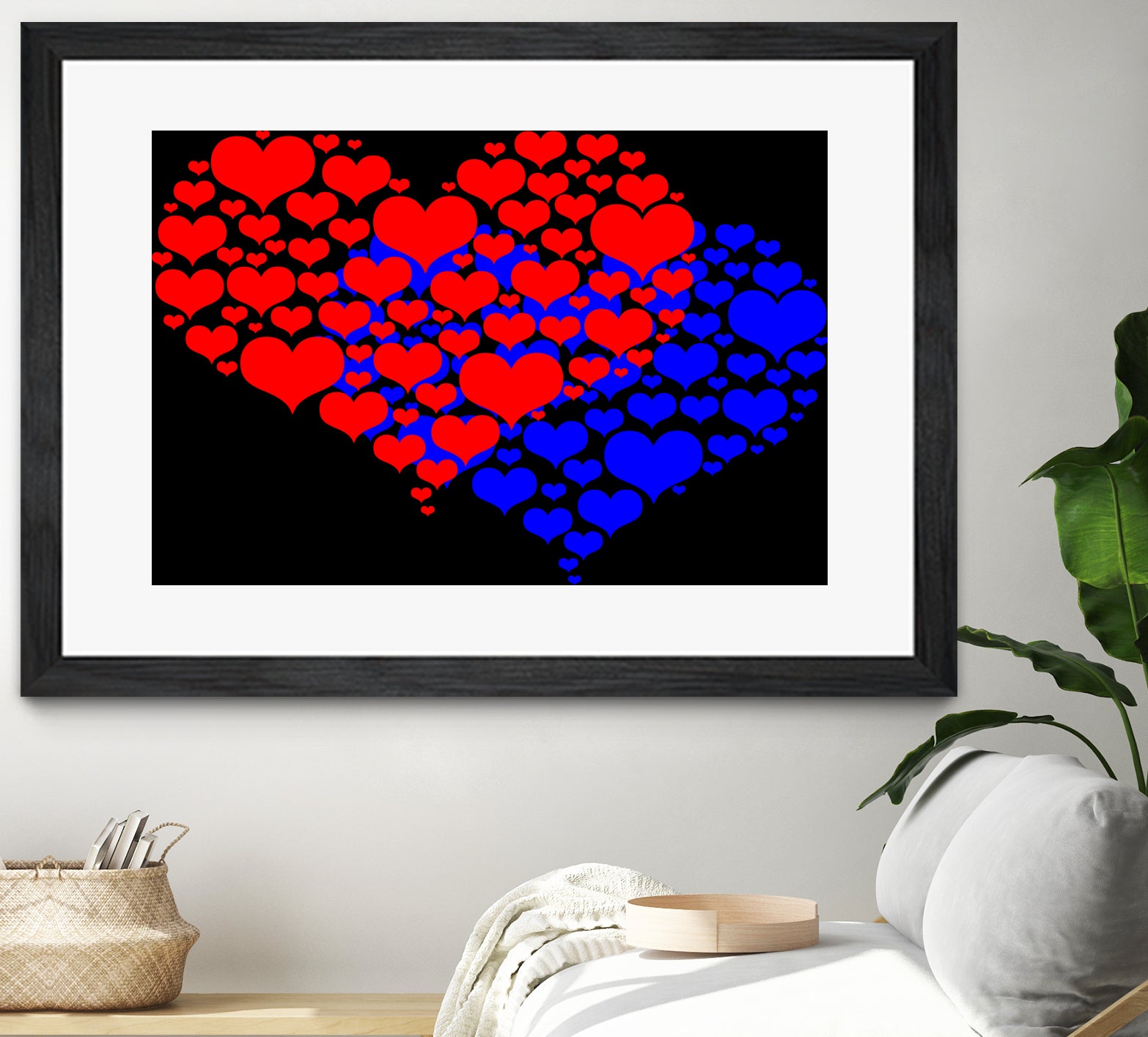 Two hearts blue and red by Daniel Danco on GIANT ART - red vector illustration