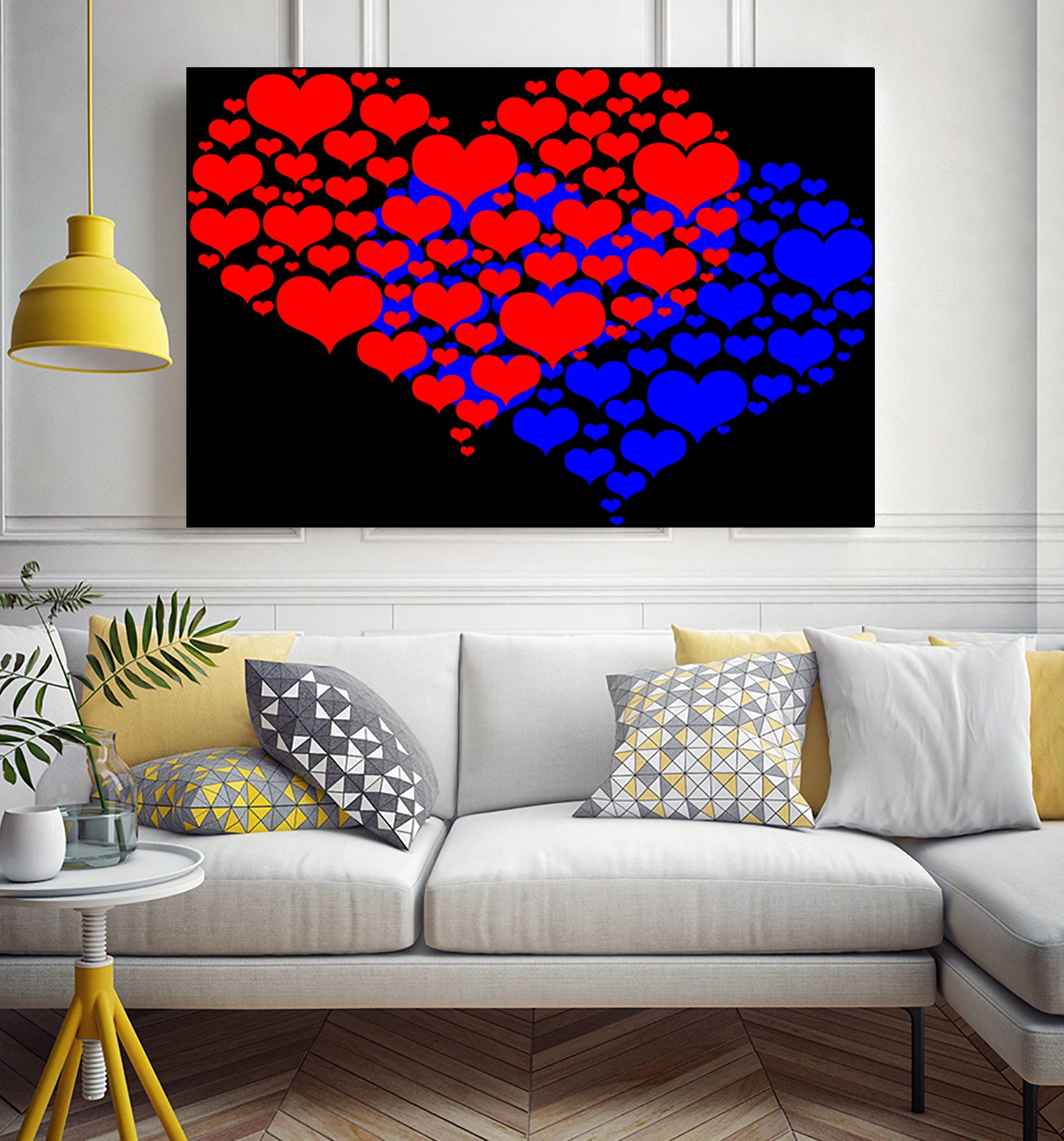 Two hearts blue and red by Daniel Danco on GIANT ART - red vector illustration