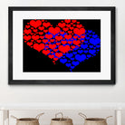 Two hearts blue and red by Daniel Danco on GIANT ART - red vector illustration