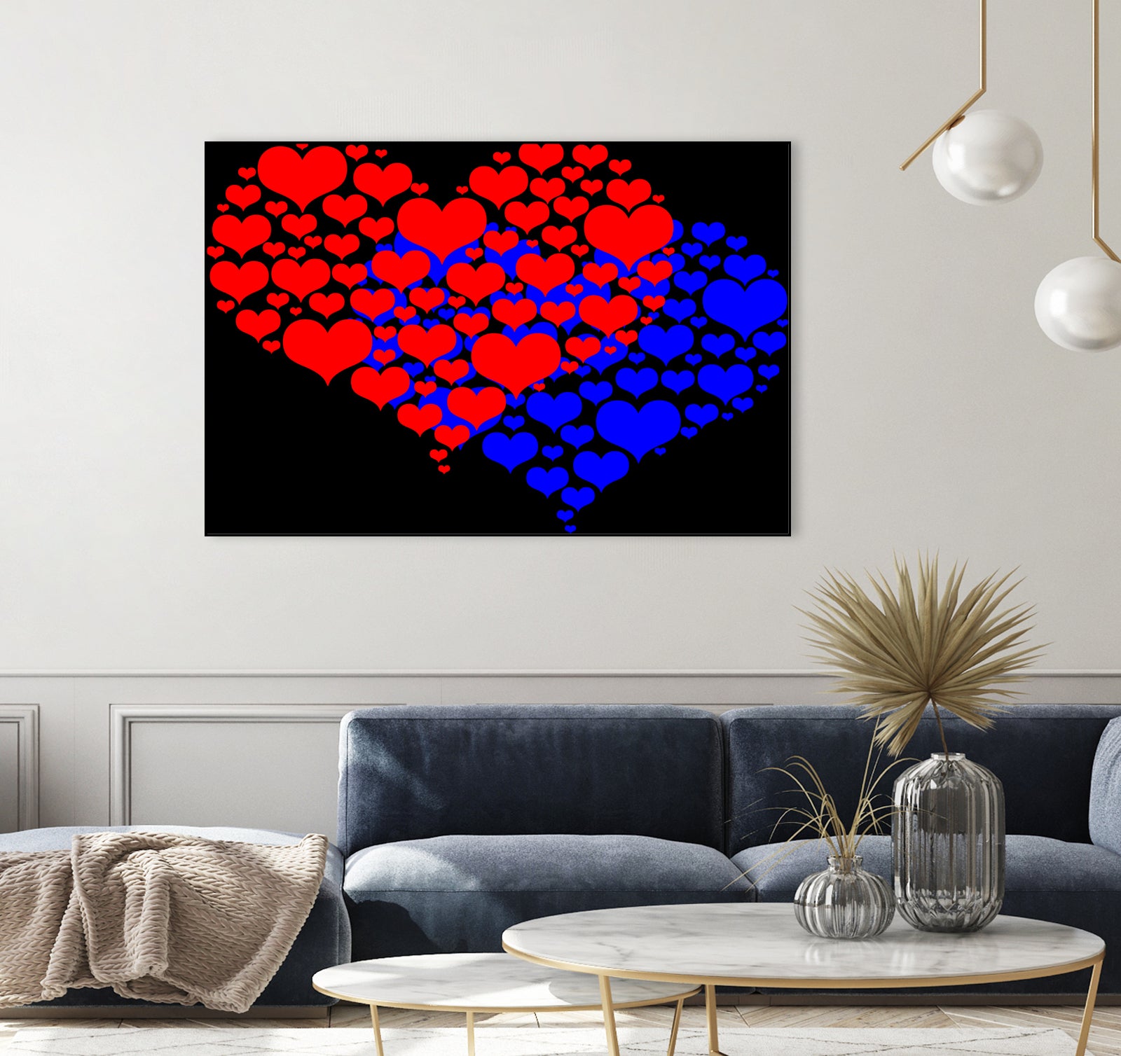 Two hearts blue and red by Daniel Danco on GIANT ART - red vector illustration