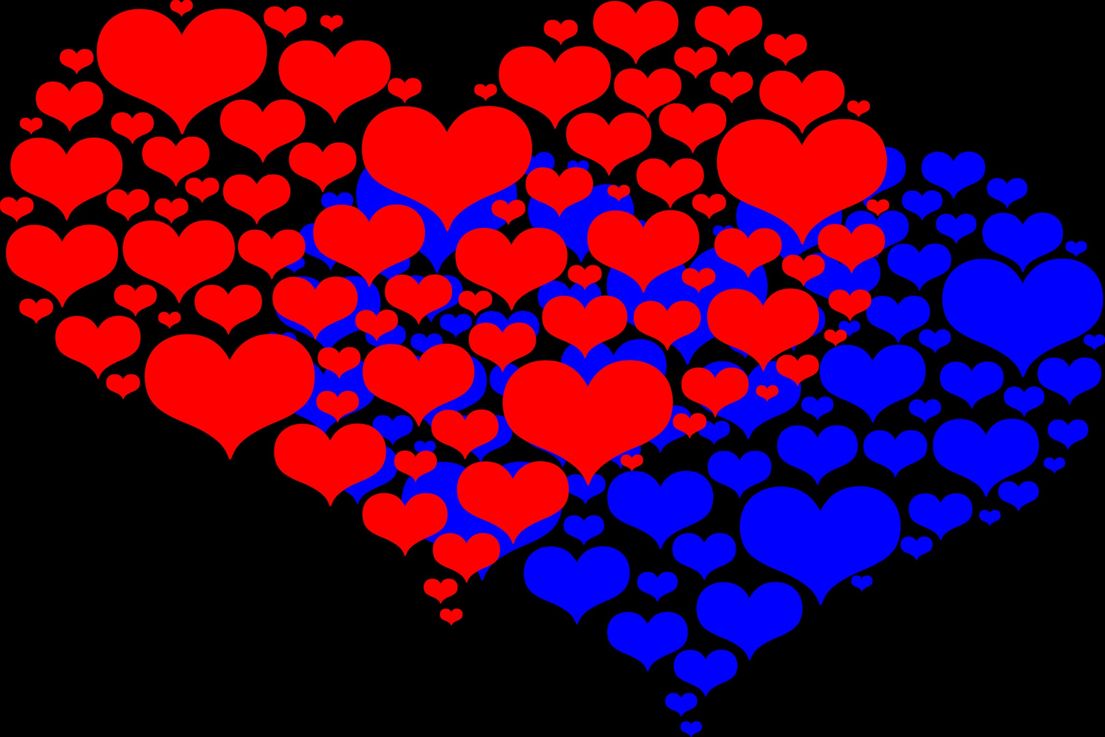 Two hearts blue and red by Daniel Danco on GIANT ART - red vector illustration