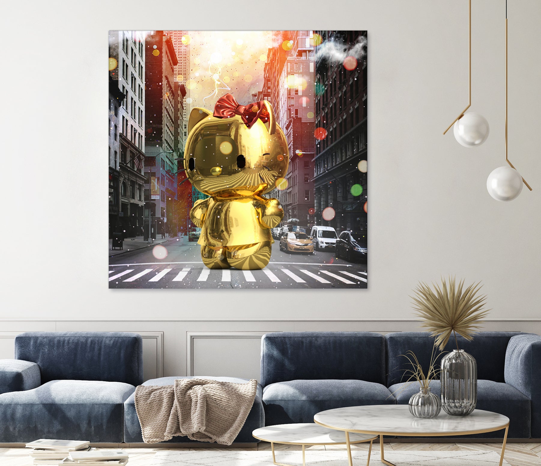 Gold Kitty in New York City by Vin Zzep on GIANT ART - white digital painting