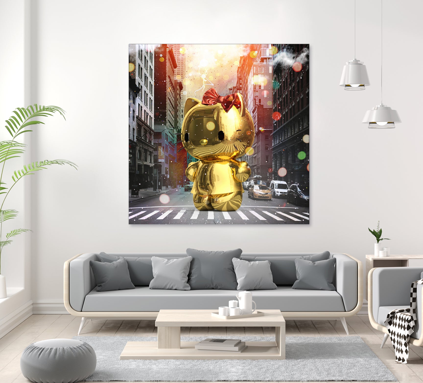 Gold Kitty in New York City by Vin Zzep on GIANT ART - white digital painting