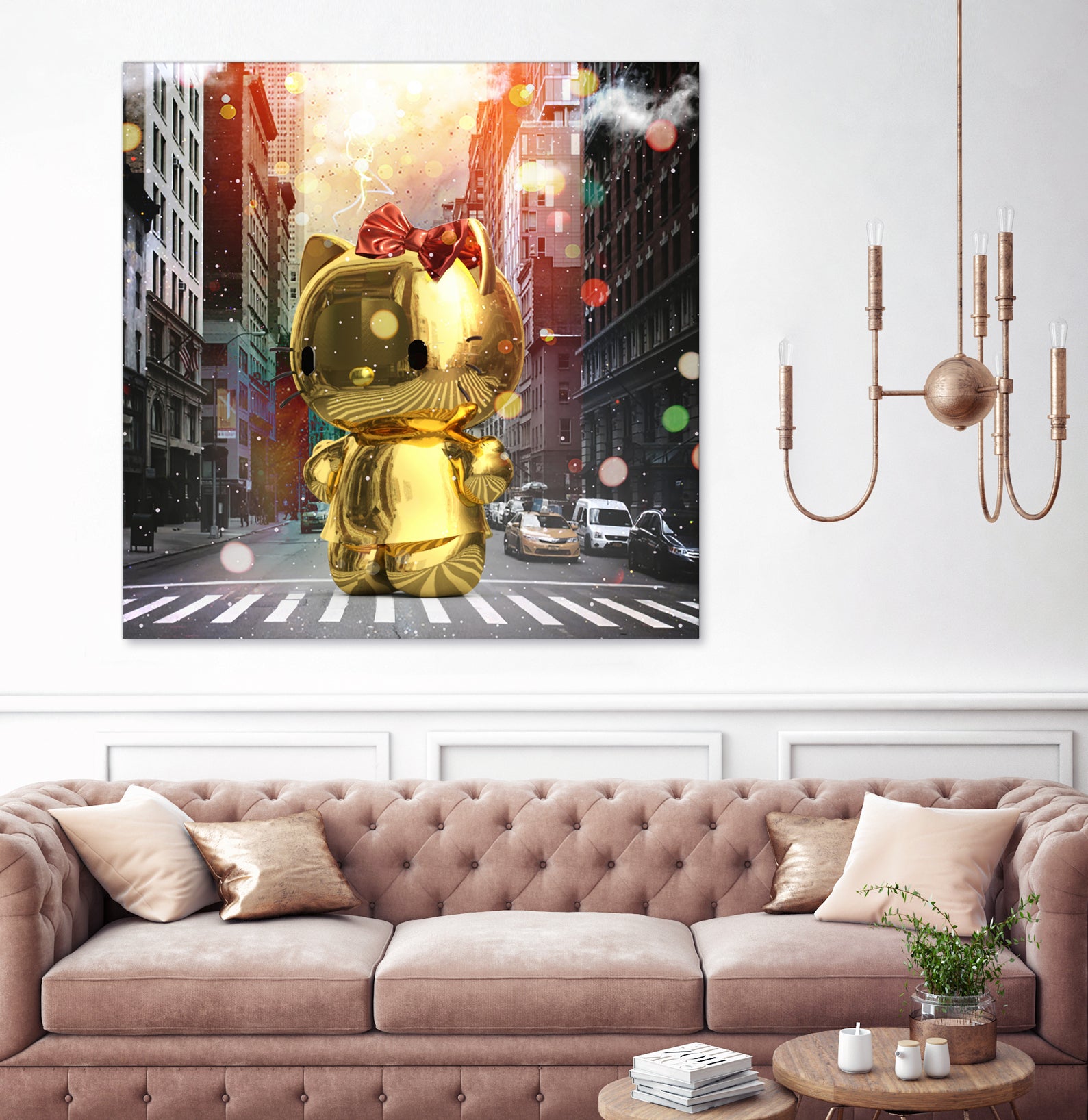 Gold Kitty in New York City by Vin Zzep on GIANT ART - white digital painting