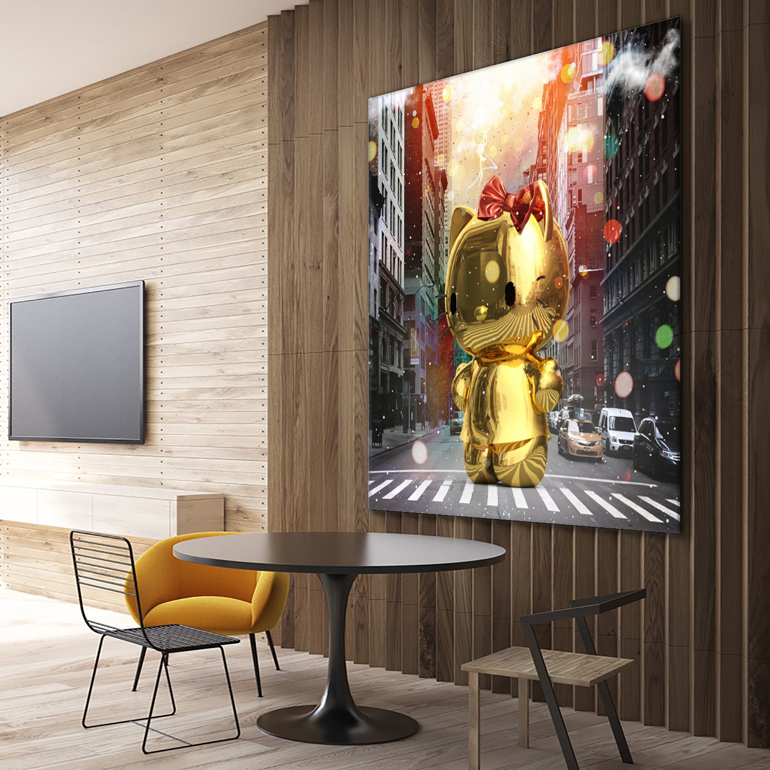 Gold Kitty in New York City by Vin Zzep on GIANT ART - white digital painting