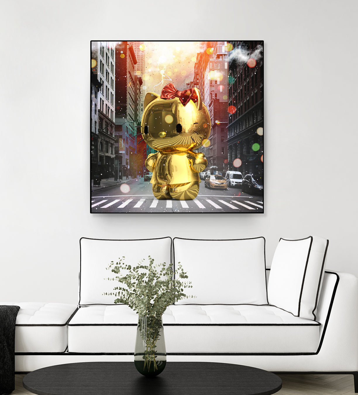 Gold Kitty in New York City by Vin Zzep on GIANT ART - white digital painting