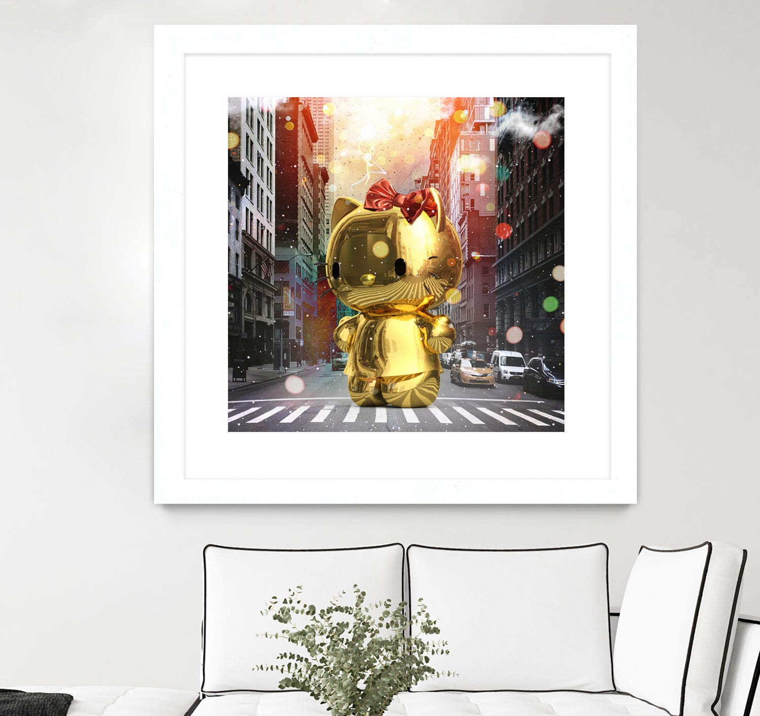 Gold Kitty in New York City by Vin Zzep on GIANT ART - white digital painting