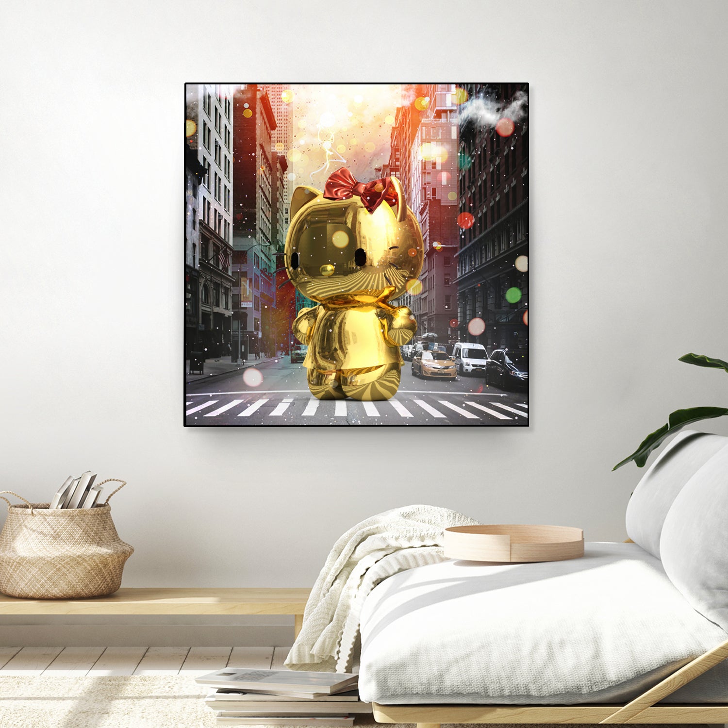 Gold Kitty in New York City by Vin Zzep on GIANT ART - white digital painting