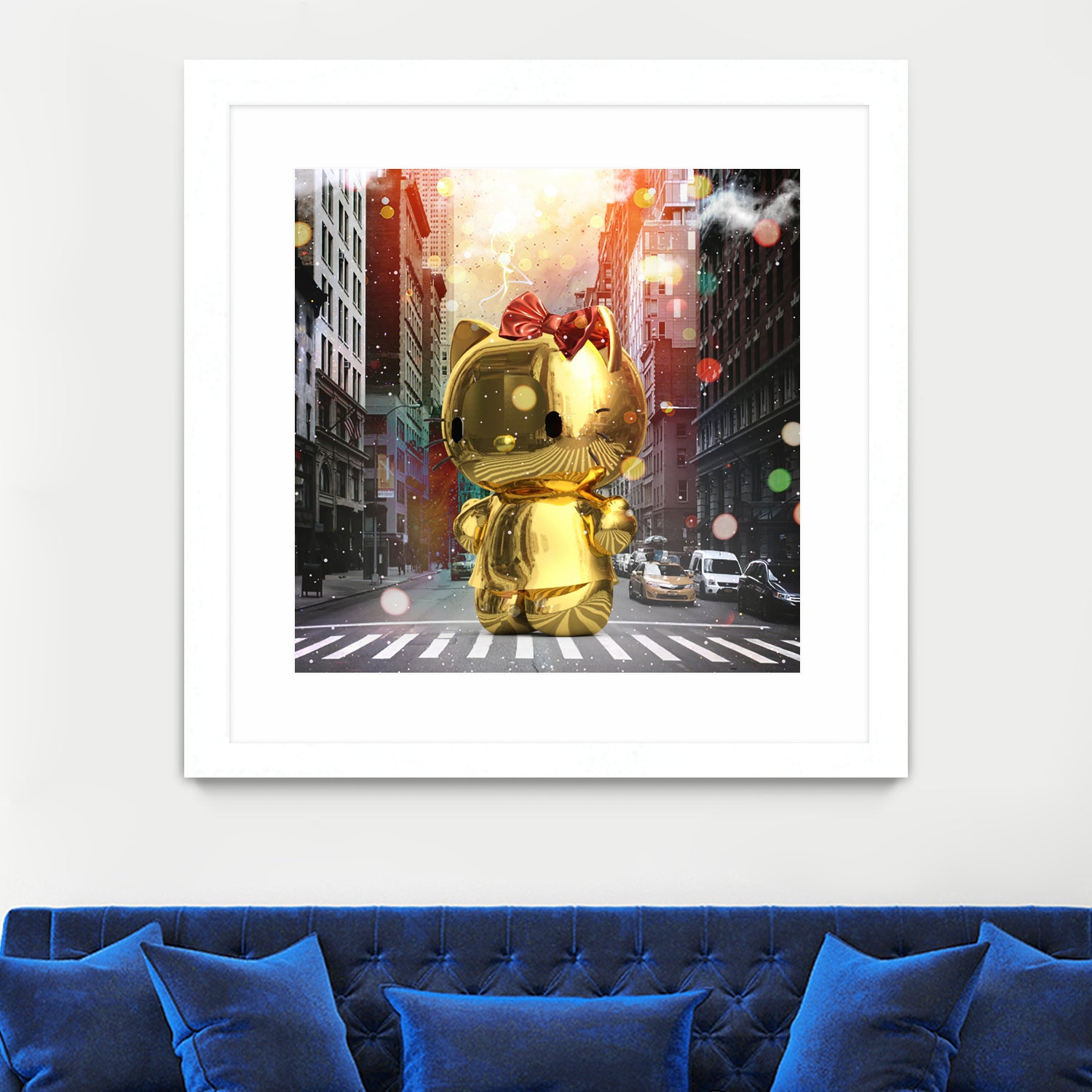 Gold Kitty in New York City by Vin Zzep on GIANT ART - white digital painting