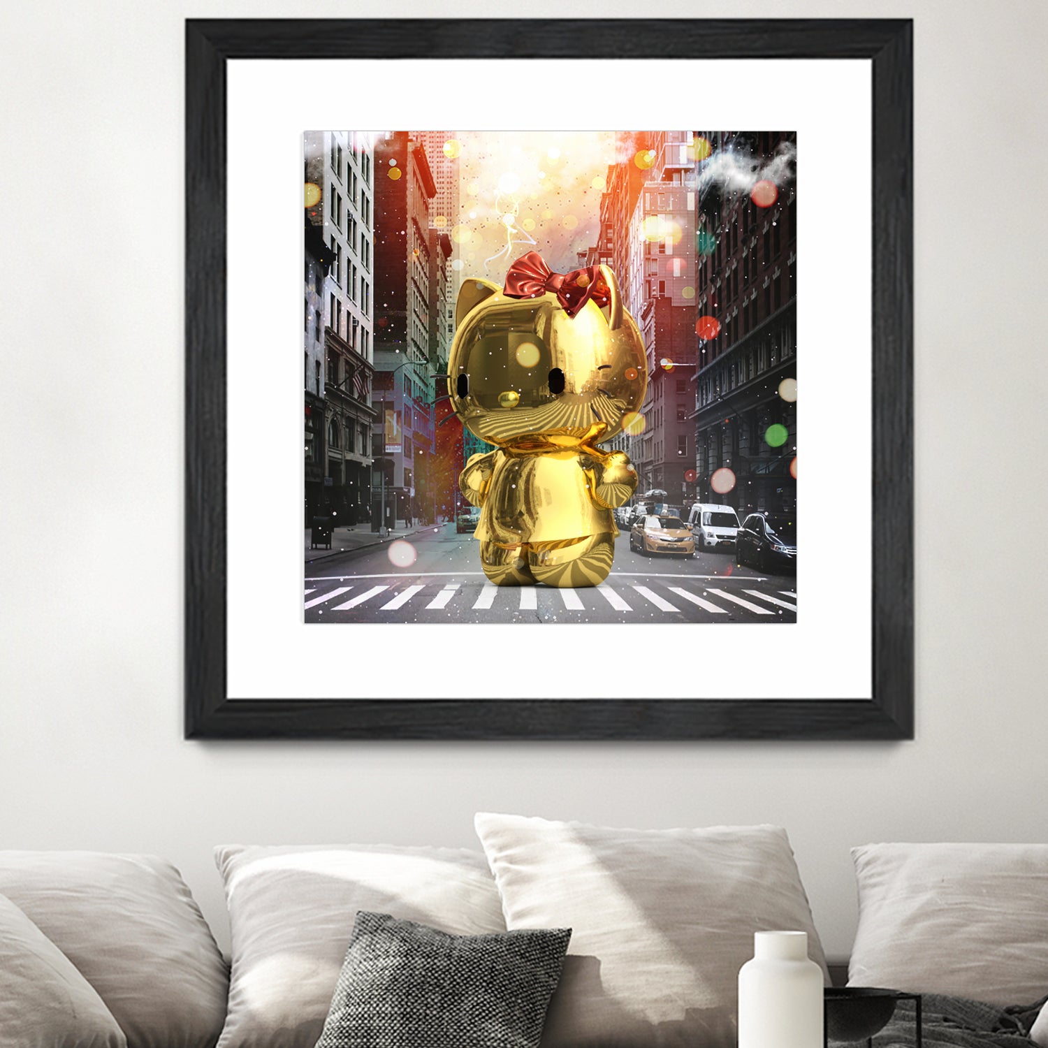 Gold Kitty in New York City by Vin Zzep on GIANT ART - white digital painting