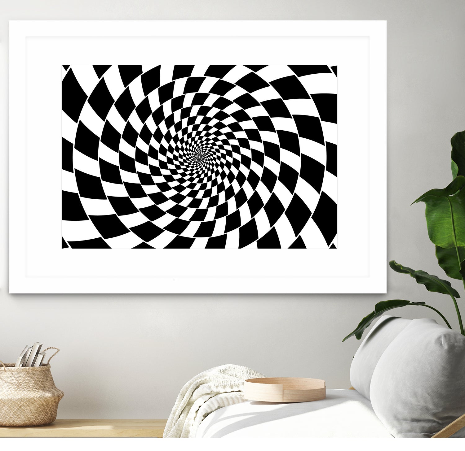 Optical illusion - chessboard swirl, by Daniel Danco on GIANT ART - black vector illustration