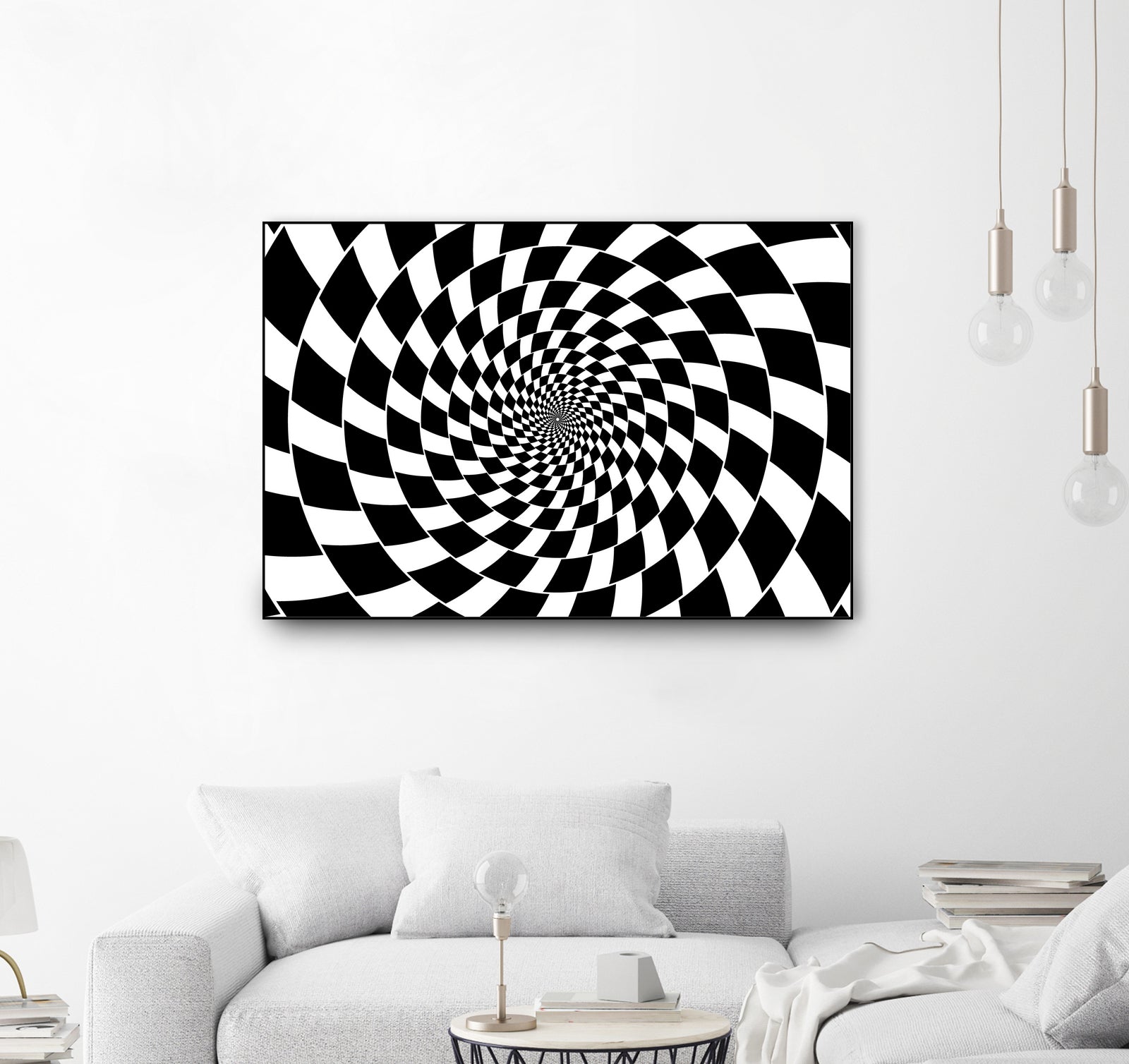 Optical illusion - chessboard swirl, by Daniel Danco on GIANT ART - black vector illustration