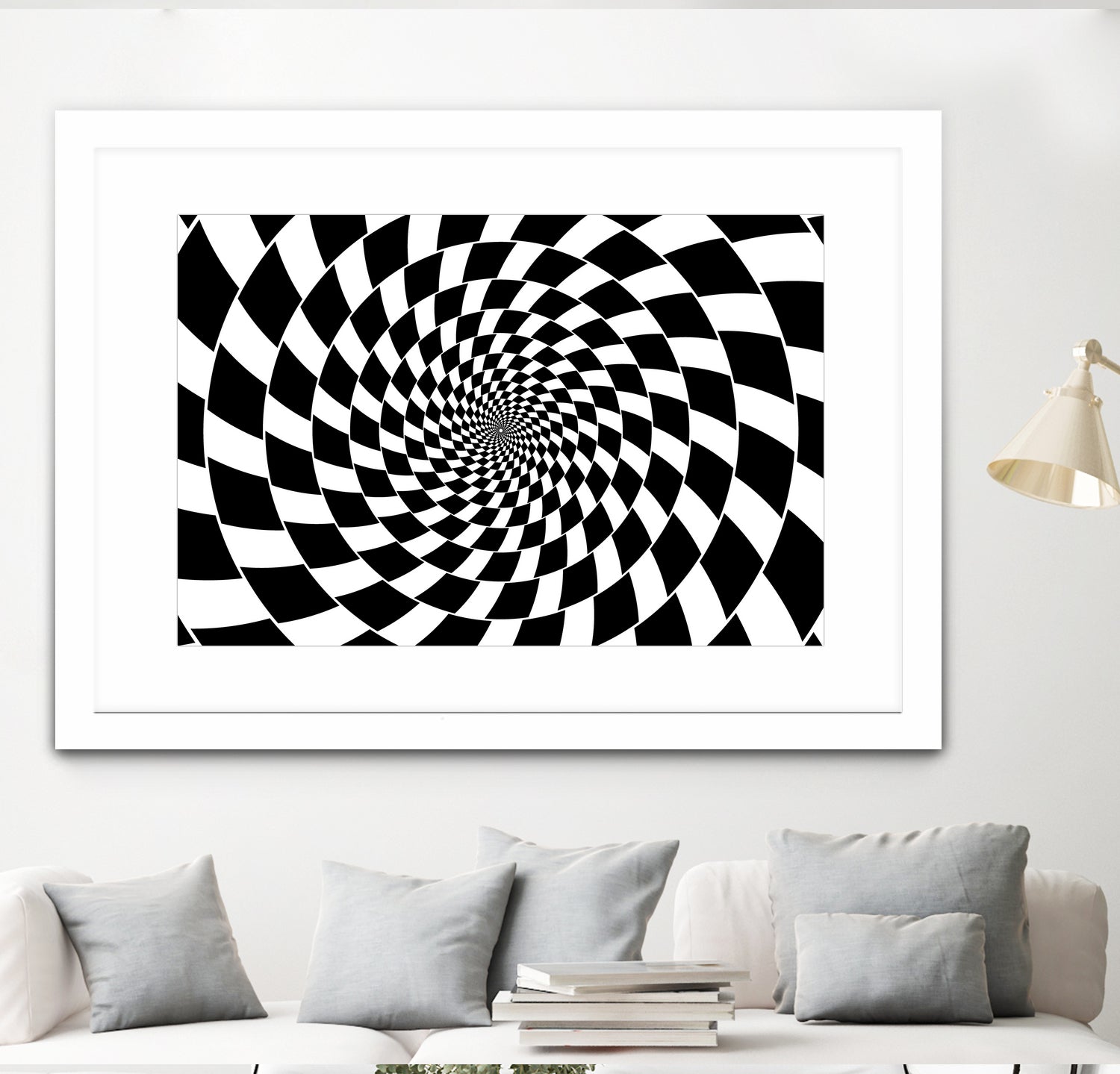 Optical illusion - chessboard swirl, by Daniel Danco on GIANT ART - black vector illustration