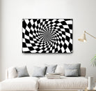 Optical illusion - chessboard swirl, by Daniel Danco on GIANT ART - black vector illustration