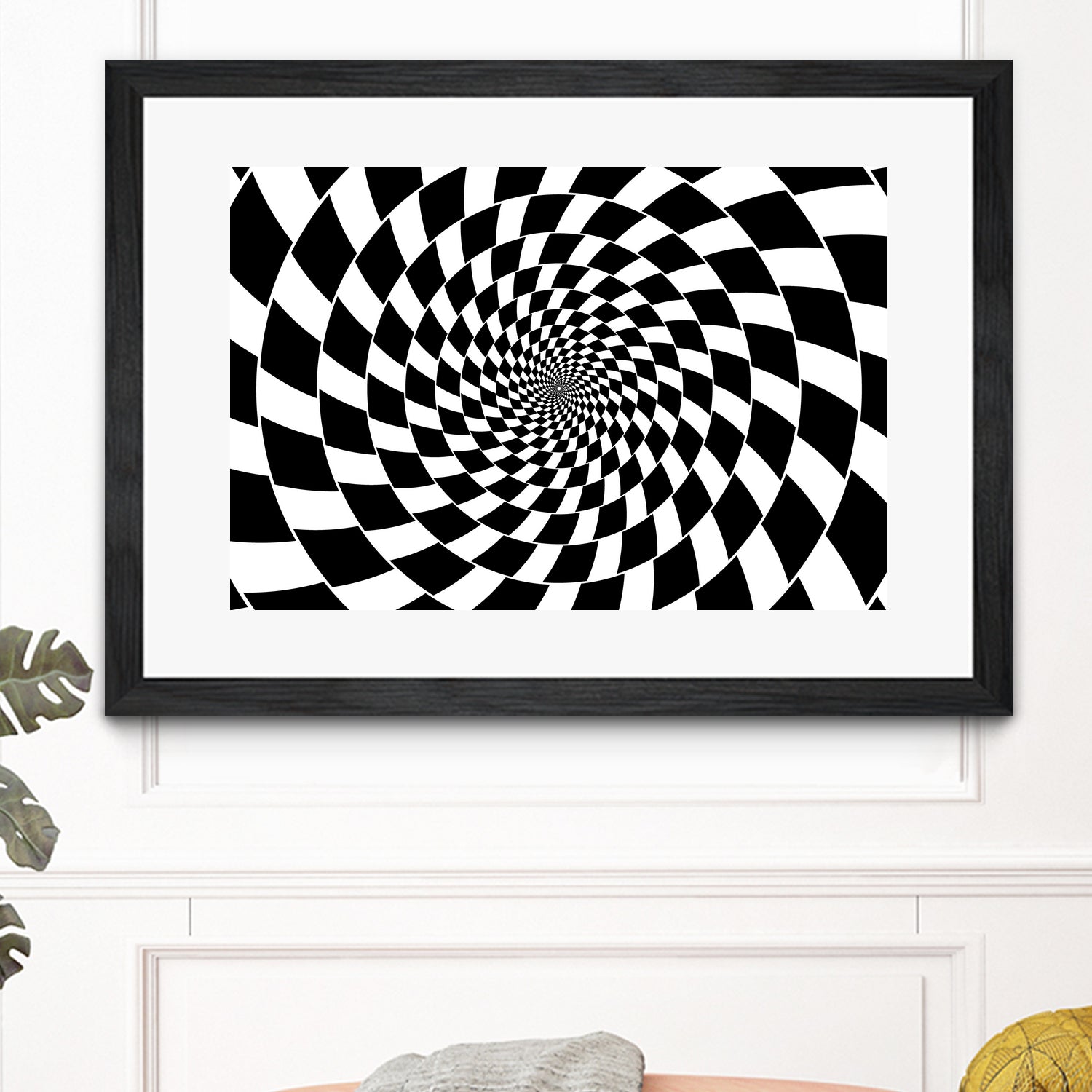 Optical illusion - chessboard swirl, by Daniel Danco on GIANT ART - black vector illustration