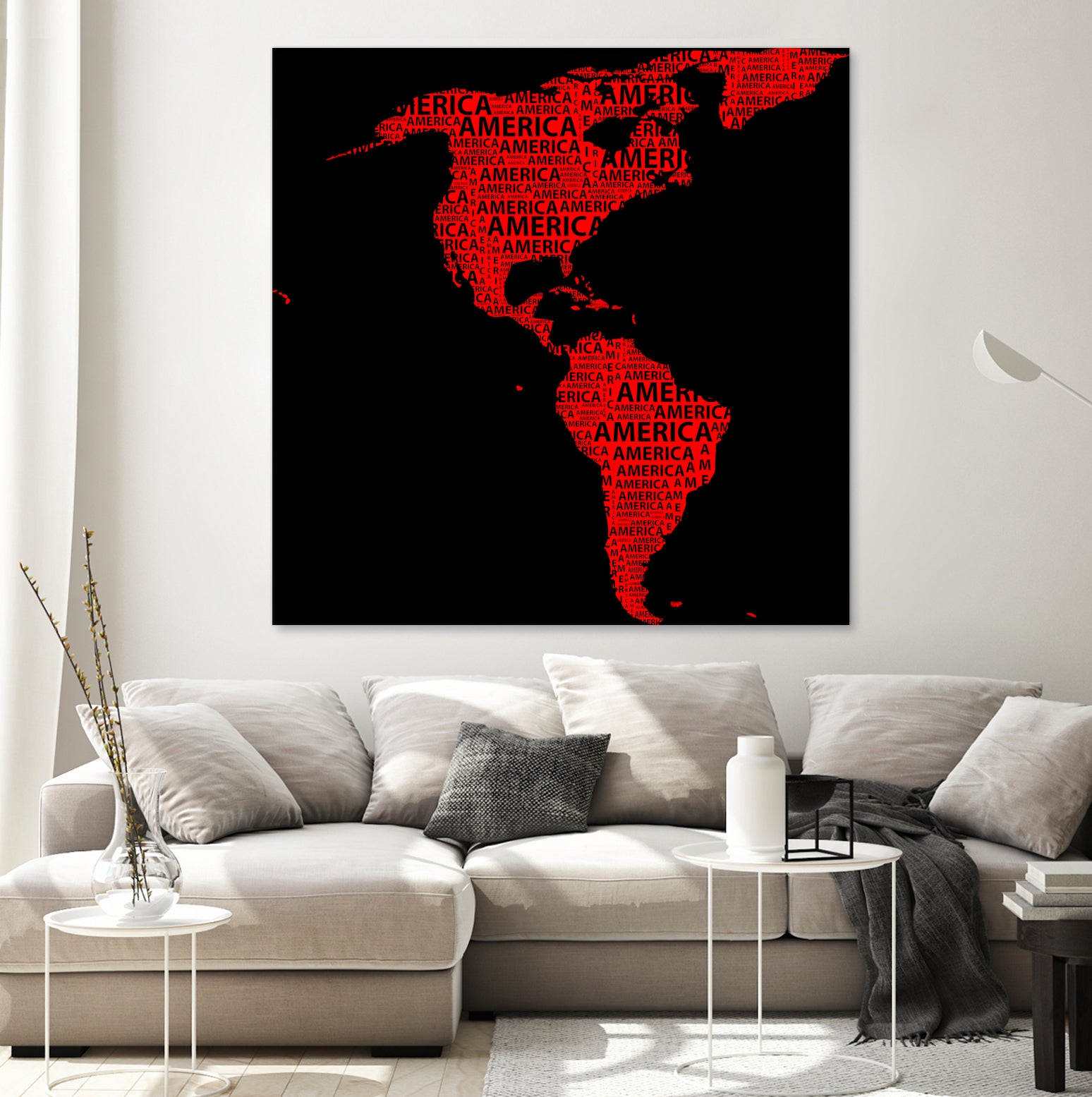 Map of continent America - illustration by Daniel Danco on GIANT ART - red vector illustration